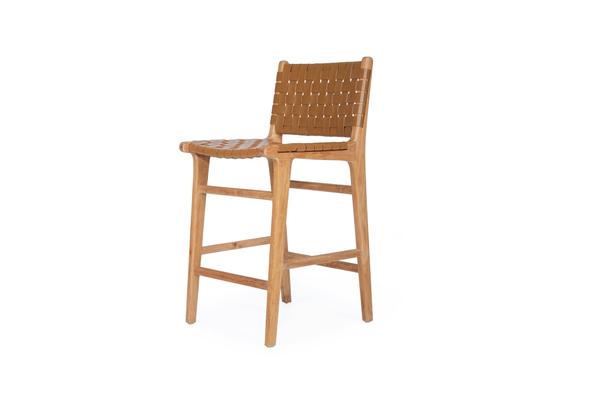 Pasadena Leather Counter Stool - Tan Woven