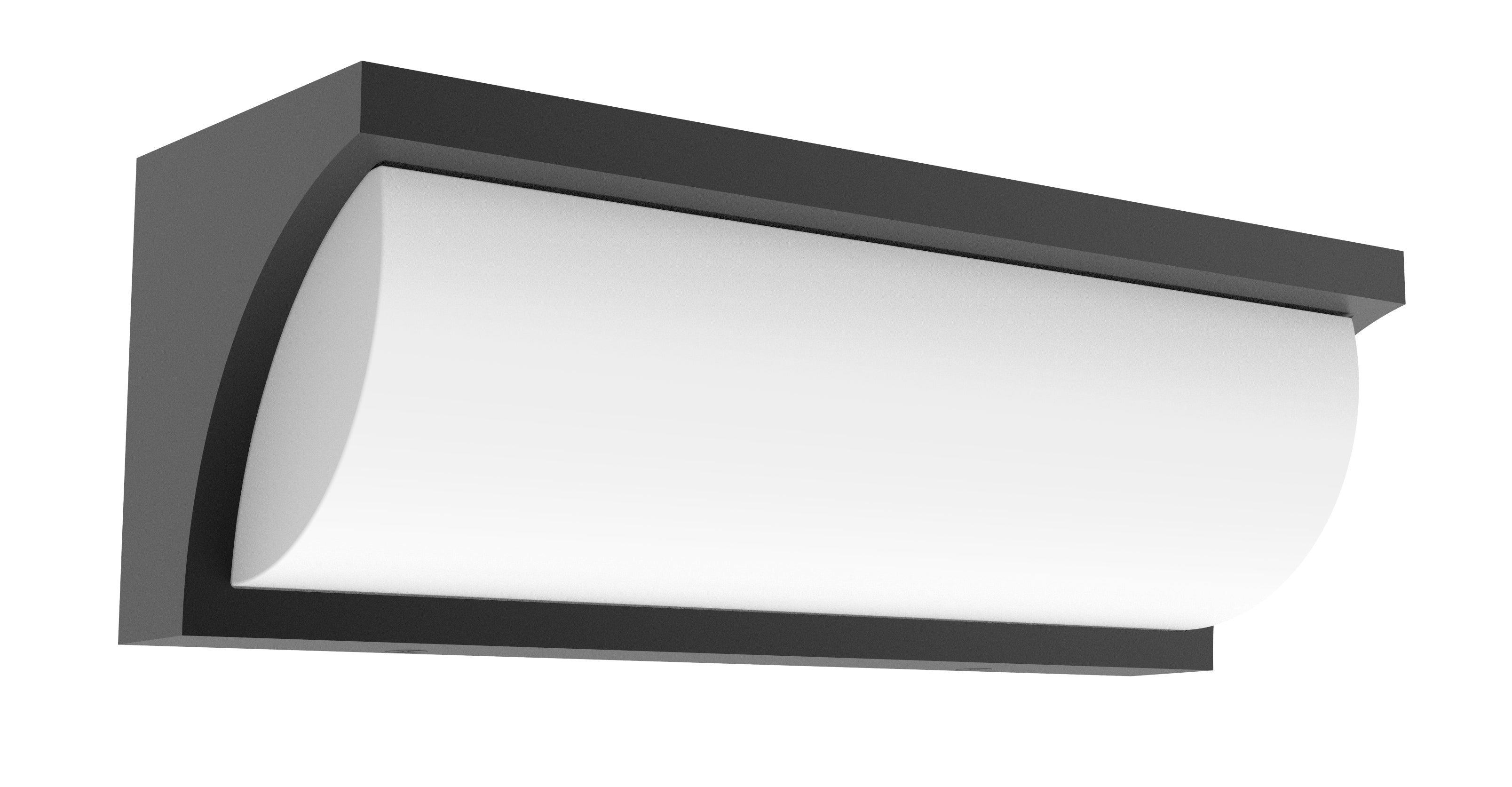 Wall S/M 13W LED Tri 1040Lm IP65 Curved Wedge Dark Grey Opal Diffuser