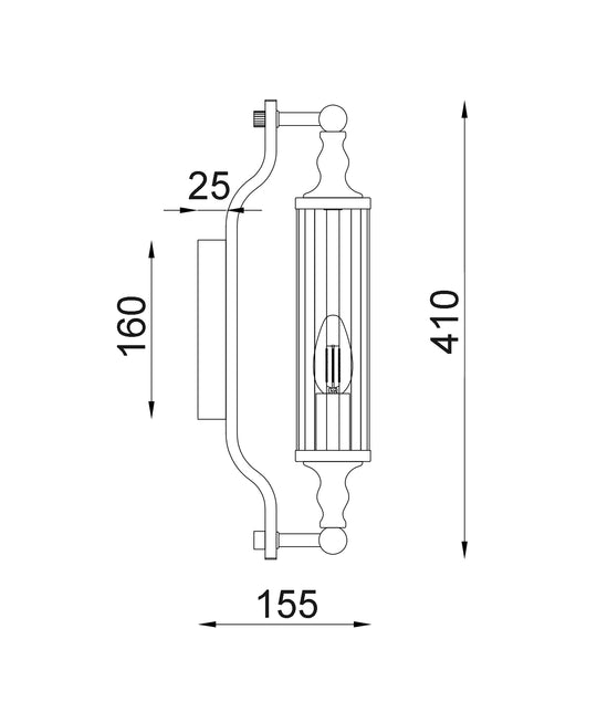 Wall Int S/M SES Tubular Clear Glass W/ Chrome Base