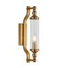 Wall Int S/M SES Tubular Clear Glass W/ Antique Brass Base