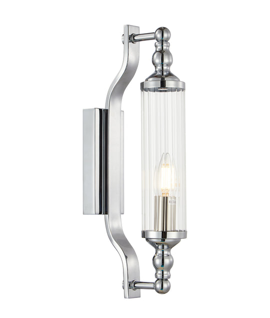 Wall Int S/M SES Tubular Clear Glass W/ Chrome Base