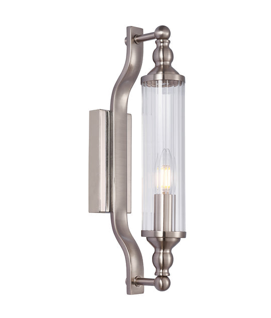 Wall Int S/M SES Tubular Clear Glass W/ Satin Chrome Base