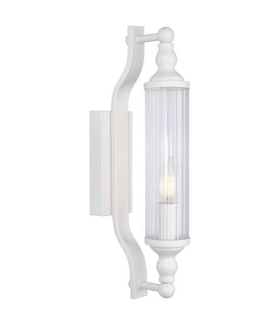 Wall Int S/M SES Tubular Clear Glass W/ White Base