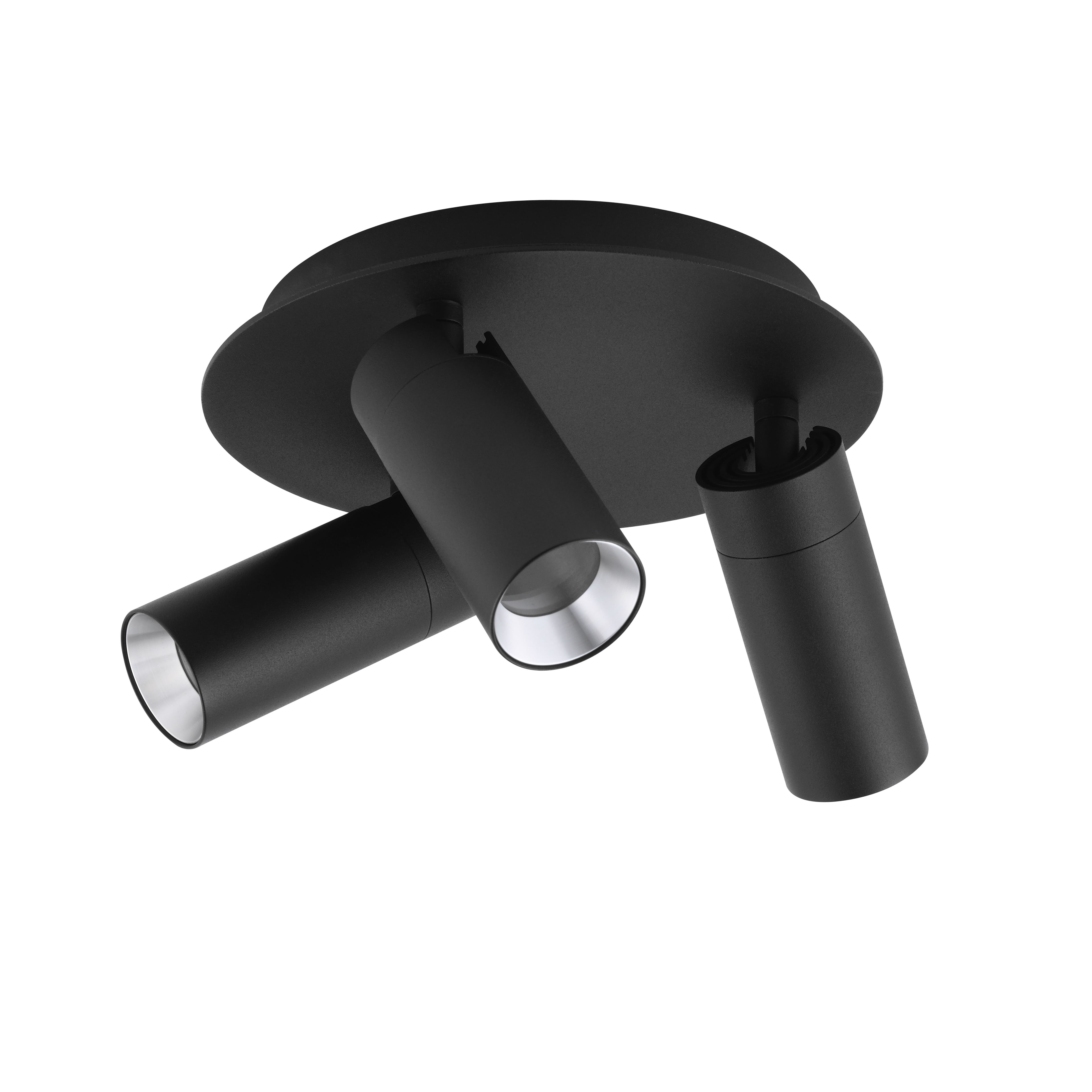 Spot GU10 X 3 Outdoor Ceiling Adjustable Black IP54 Round Base OD 240mm X H188mm