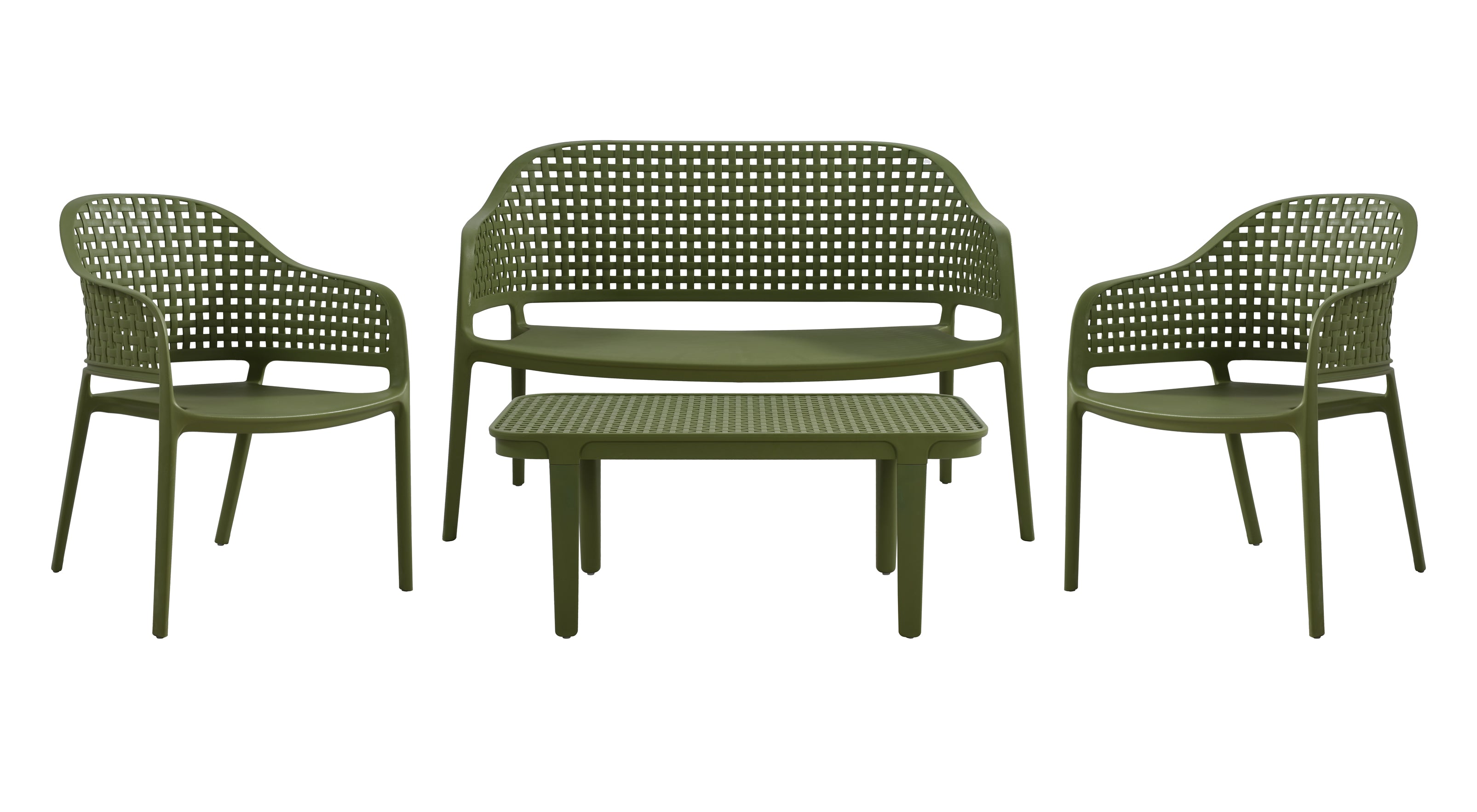 Sershan 4 Pcs Outdoor Sofa Set - Green
