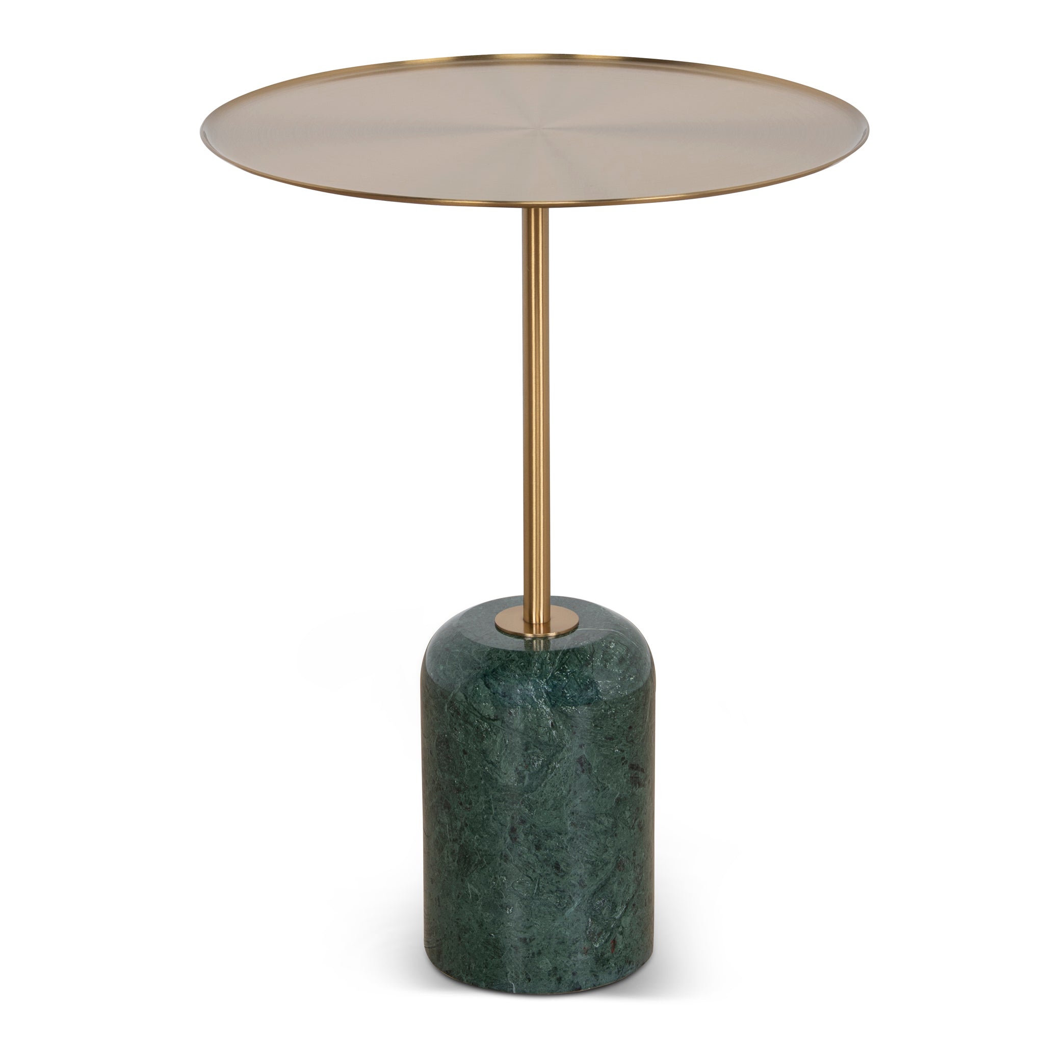 Pravina 45cm Brushed Gold Side Table - Green Crystal