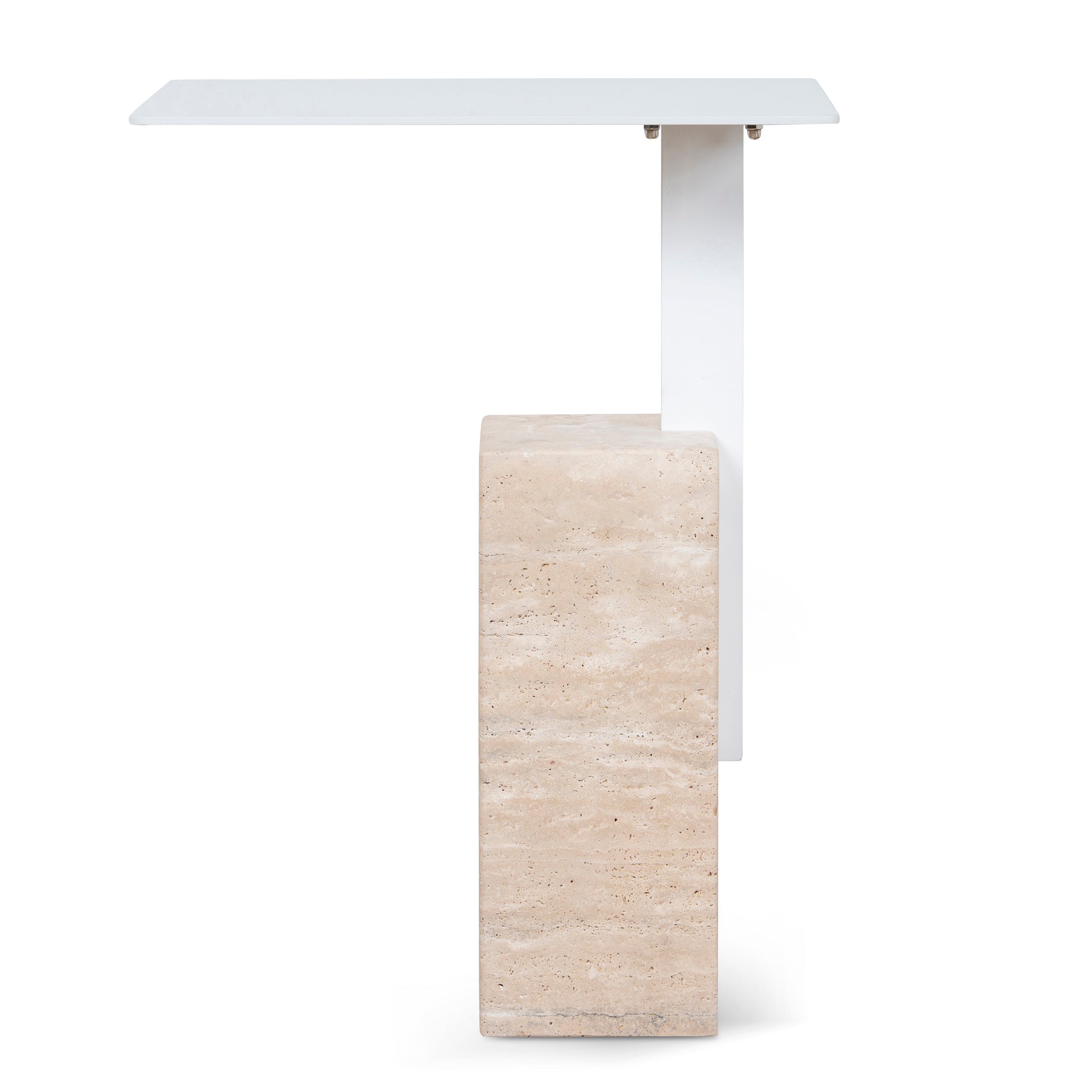 Hilaria 40cm Matte White Side Table - Natural