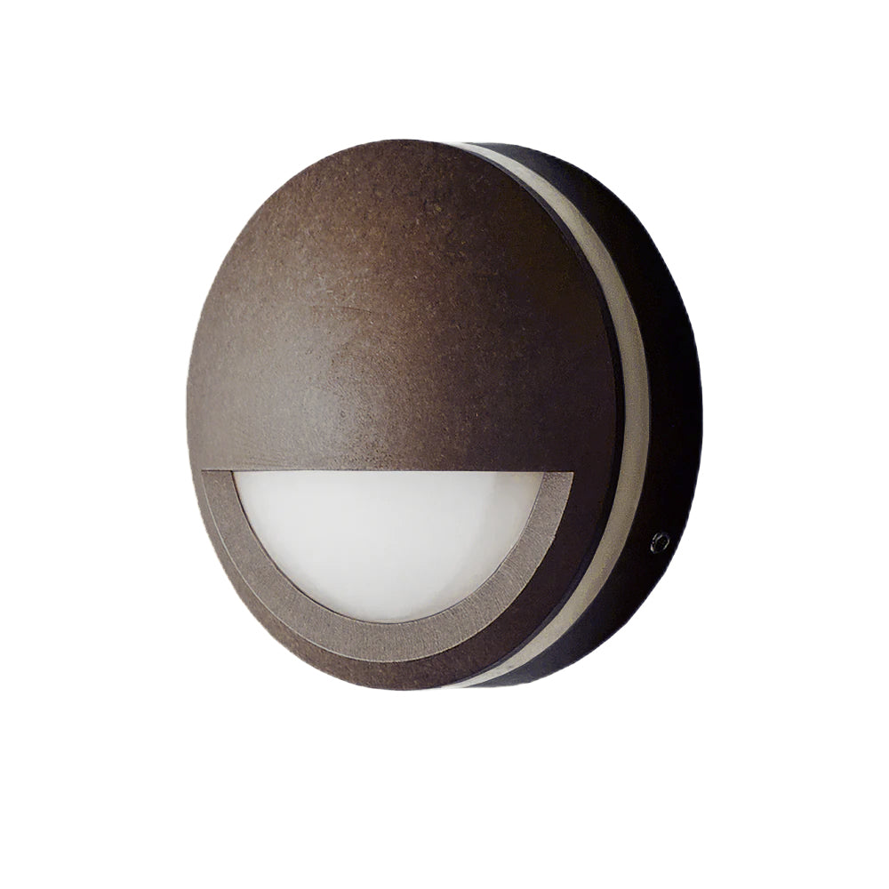 Step S/M 12V 6W Round Solid Aged Brass 3K IP65 Eyelid OD 98mm 480 Lm