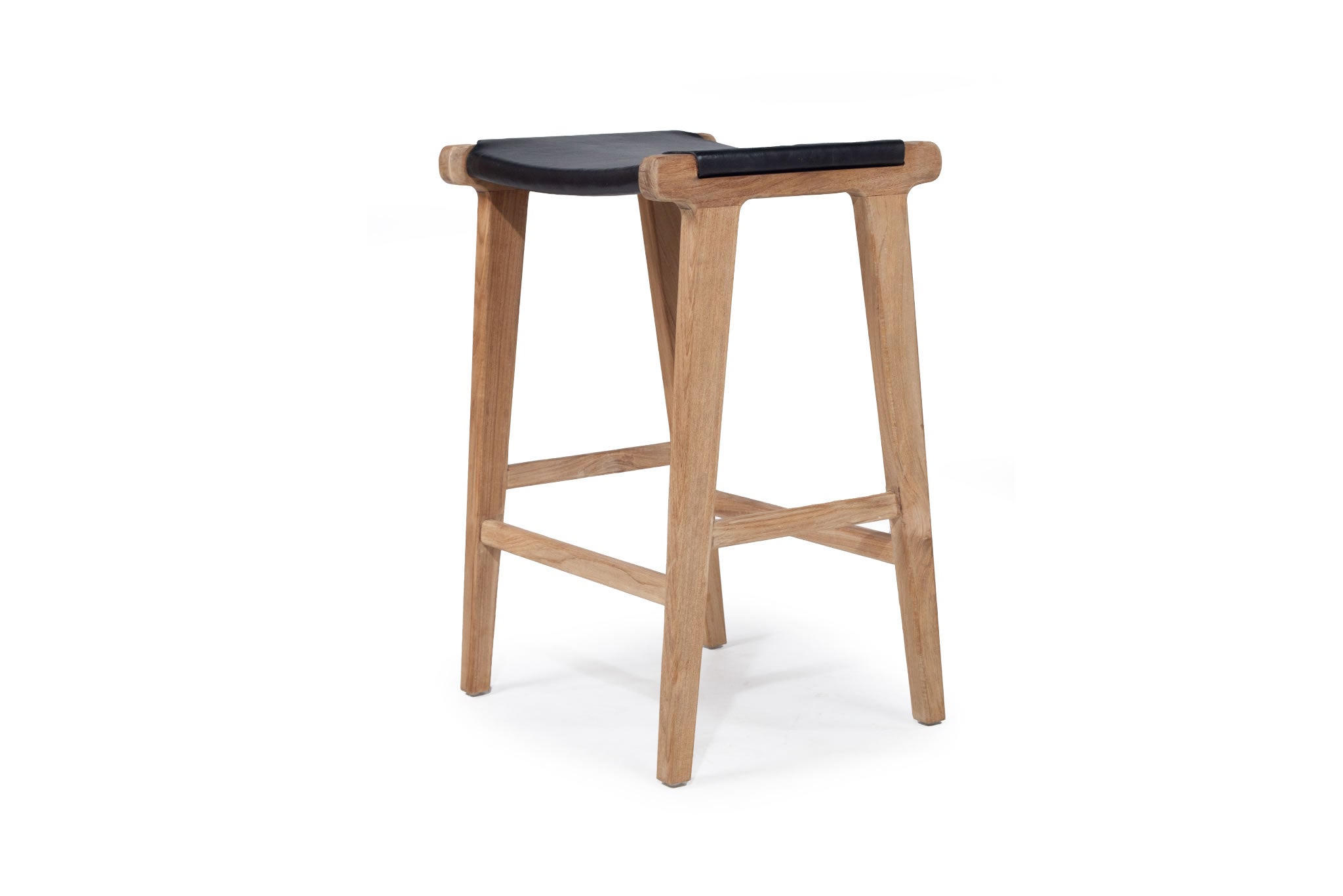 Pasadena Leather Saddle Stool - Black