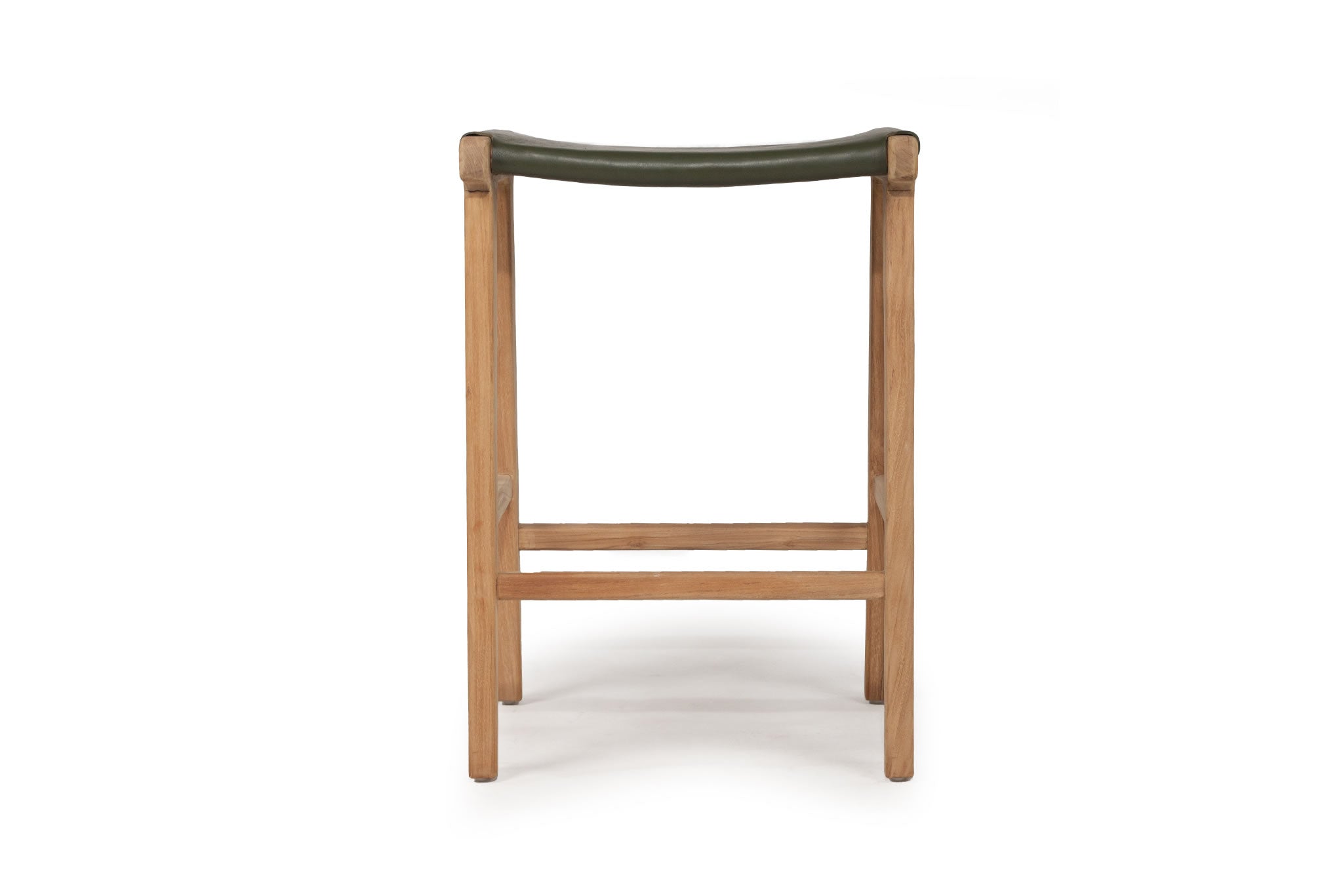 Pasadena Leather Saddle Stool - Olive - Flat