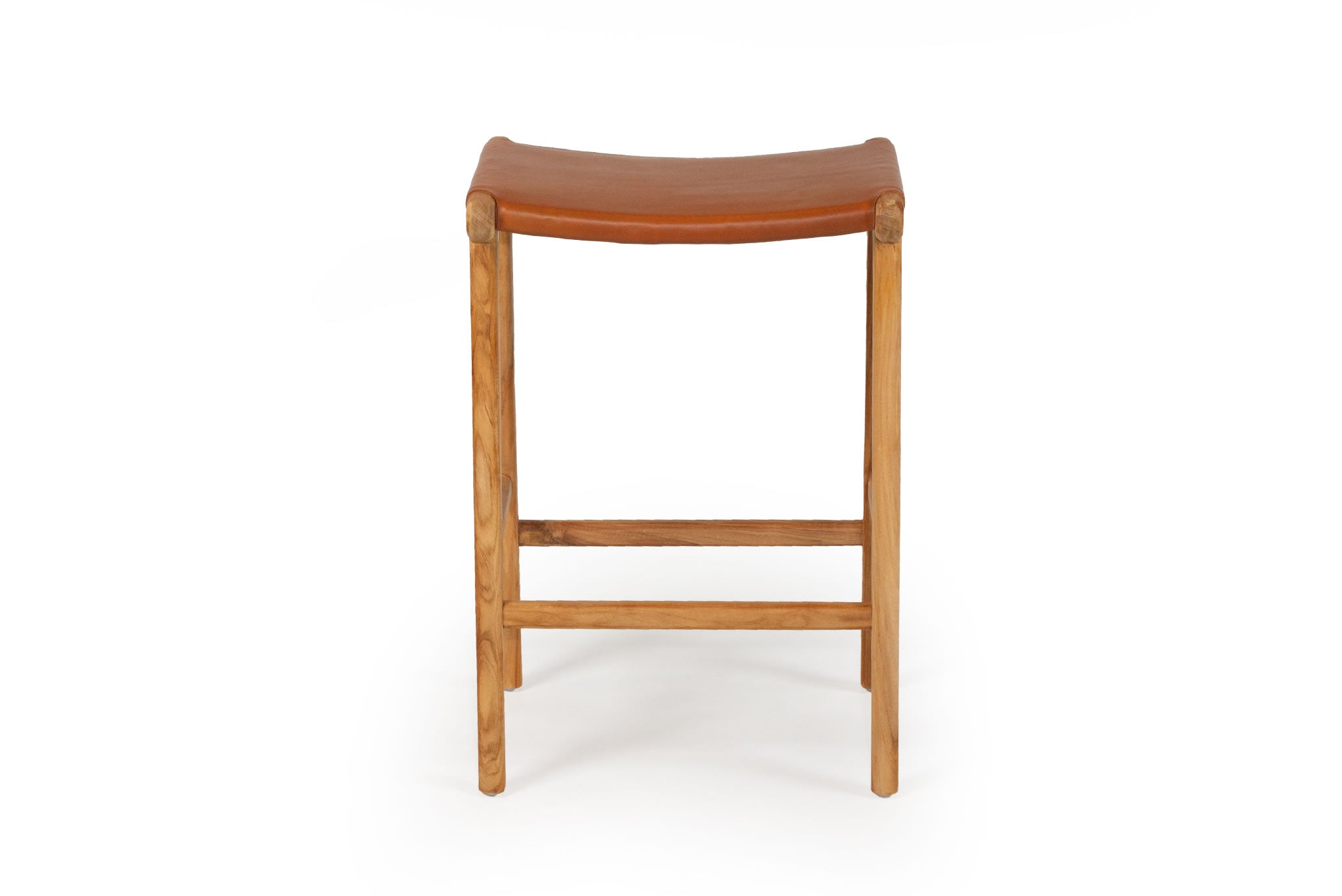 Pasadena Leather Saddle Stool - Tan