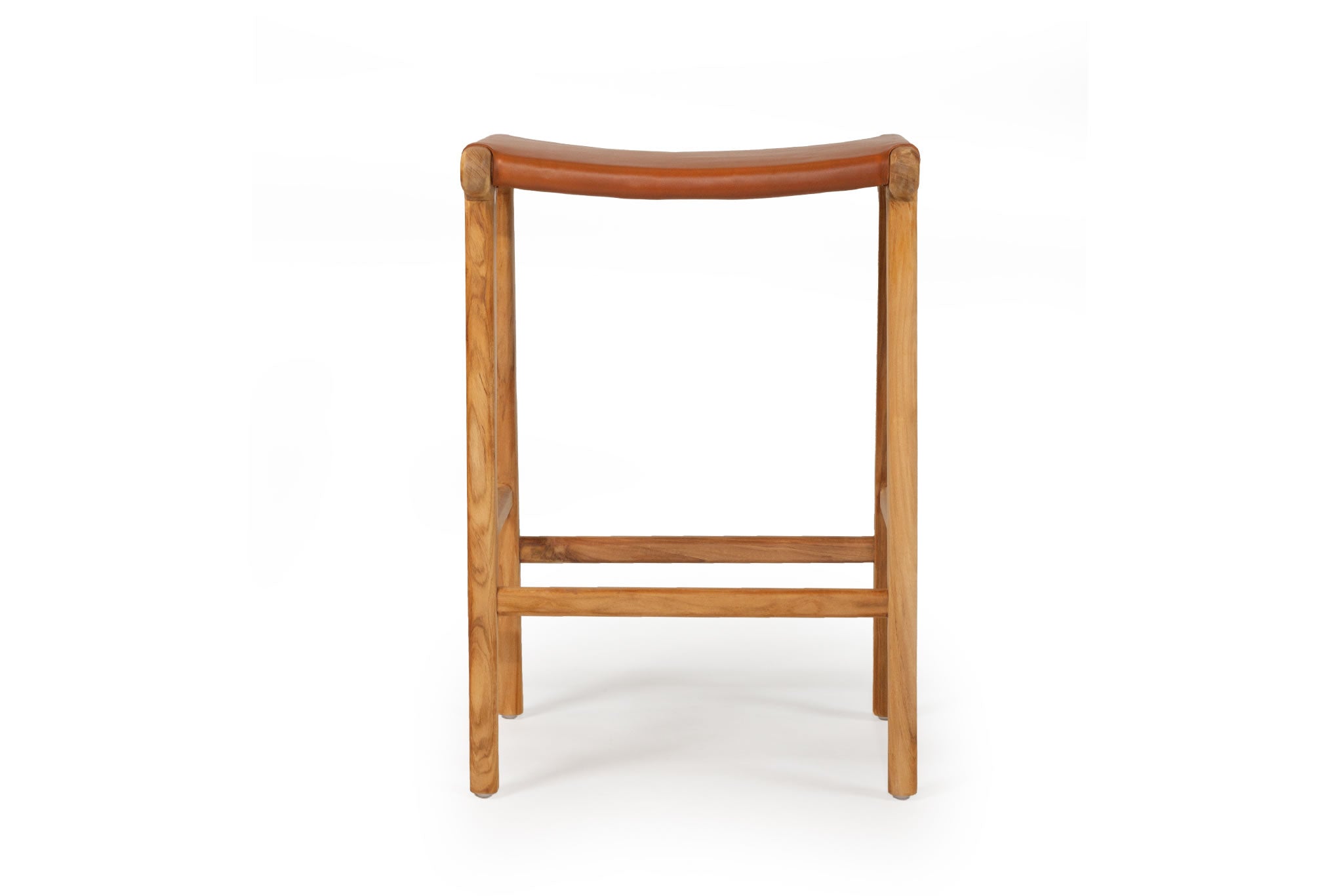 Pasadena Leather Saddle Stool - Tan