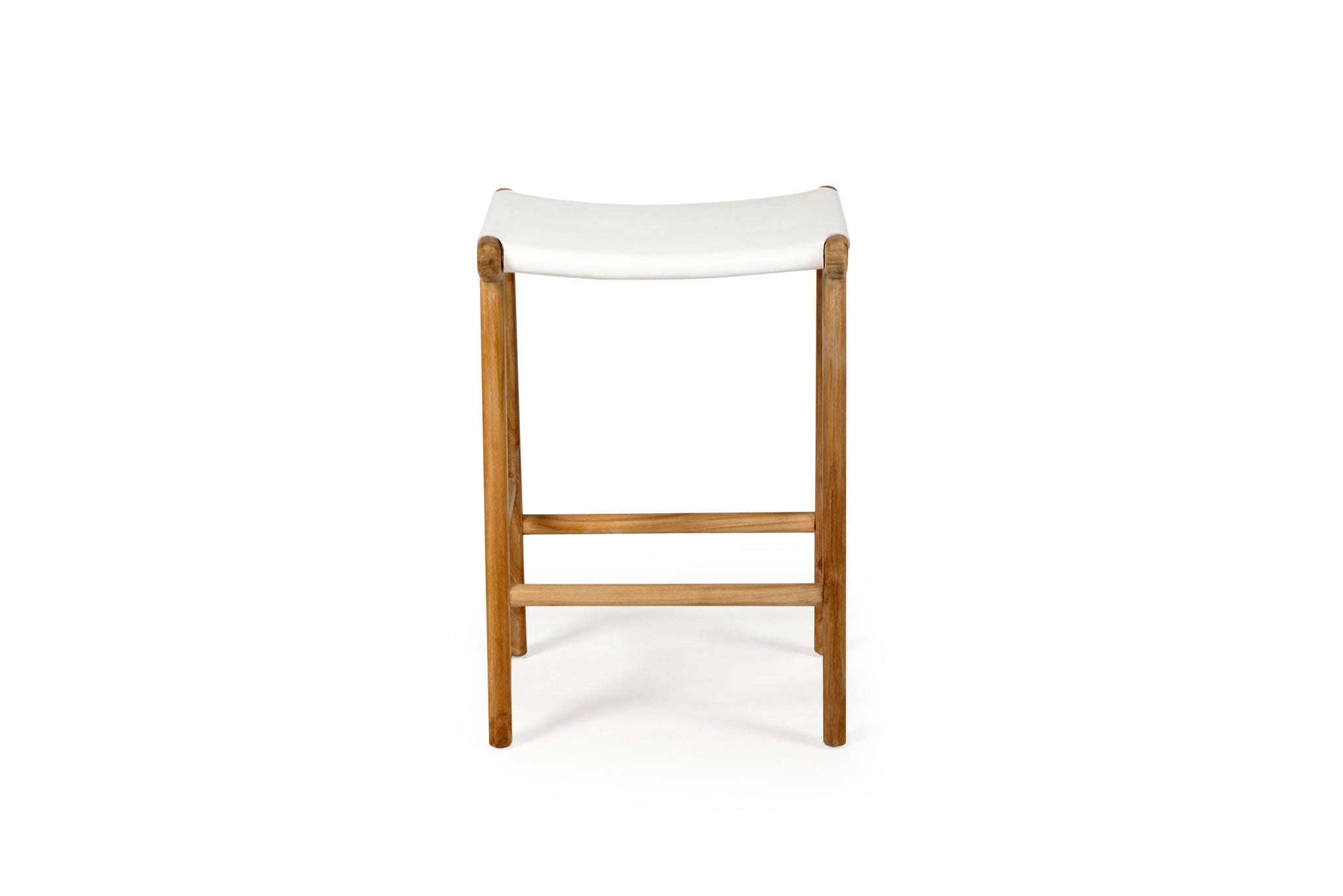 Pasadena Leather Saddle Stool - White