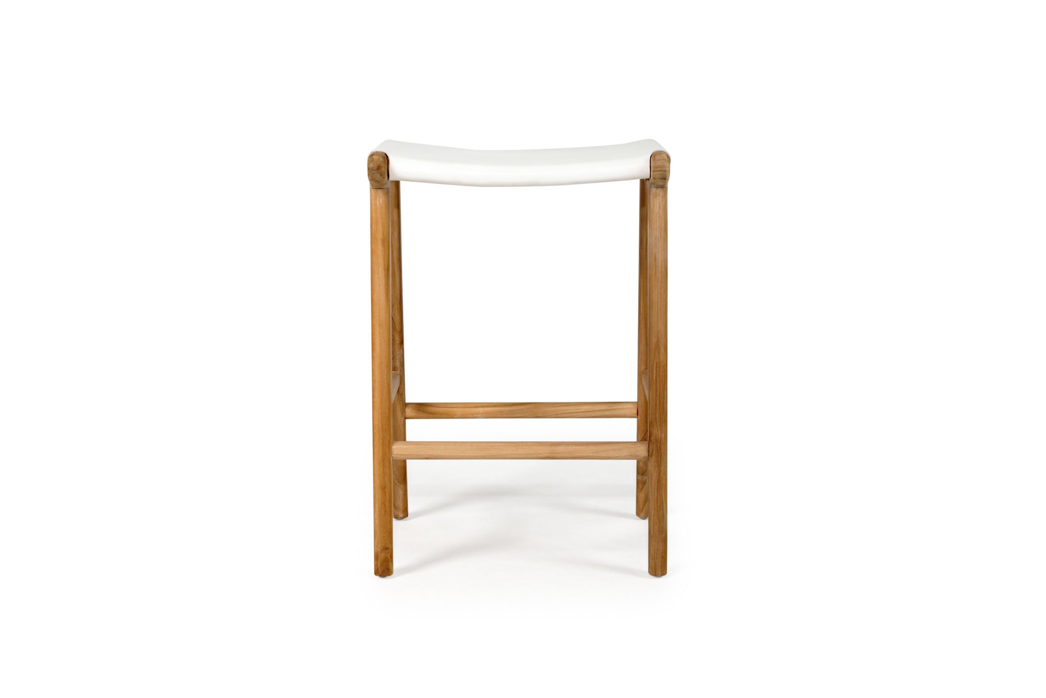 Pasadena Leather Saddle Stool - White