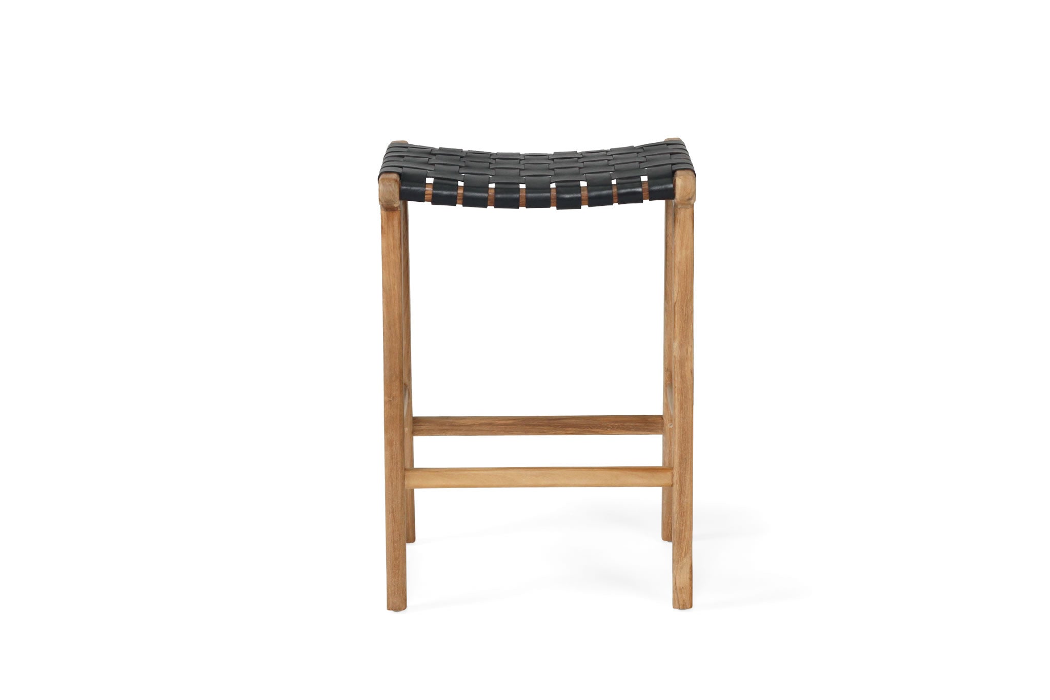 Pasadena Leather Saddle Stool - Black Woven