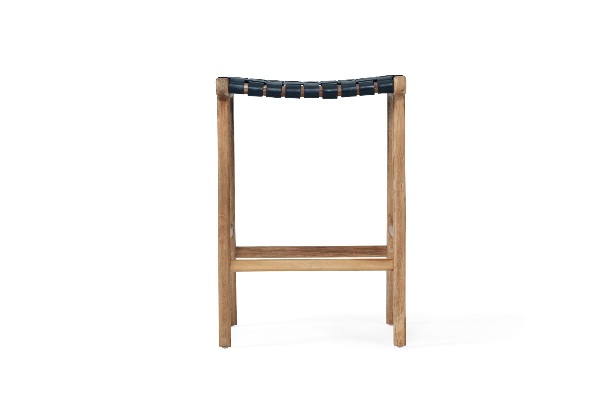 Pasadena Leather Saddle Stool - Black Woven