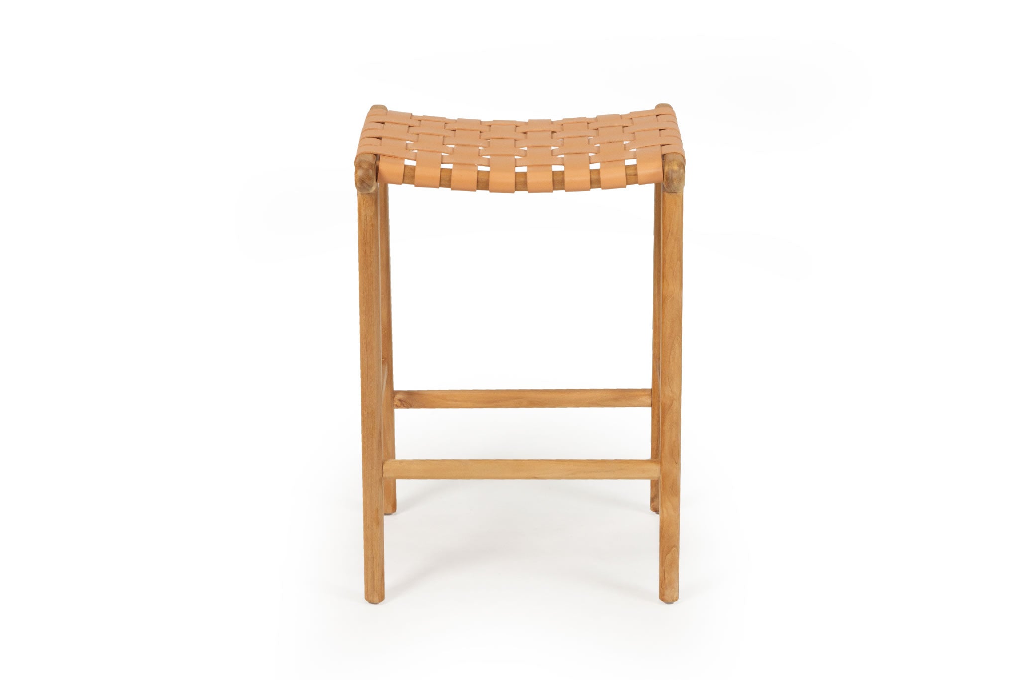 Pasadena Leather Saddle Stool - Natural Woven