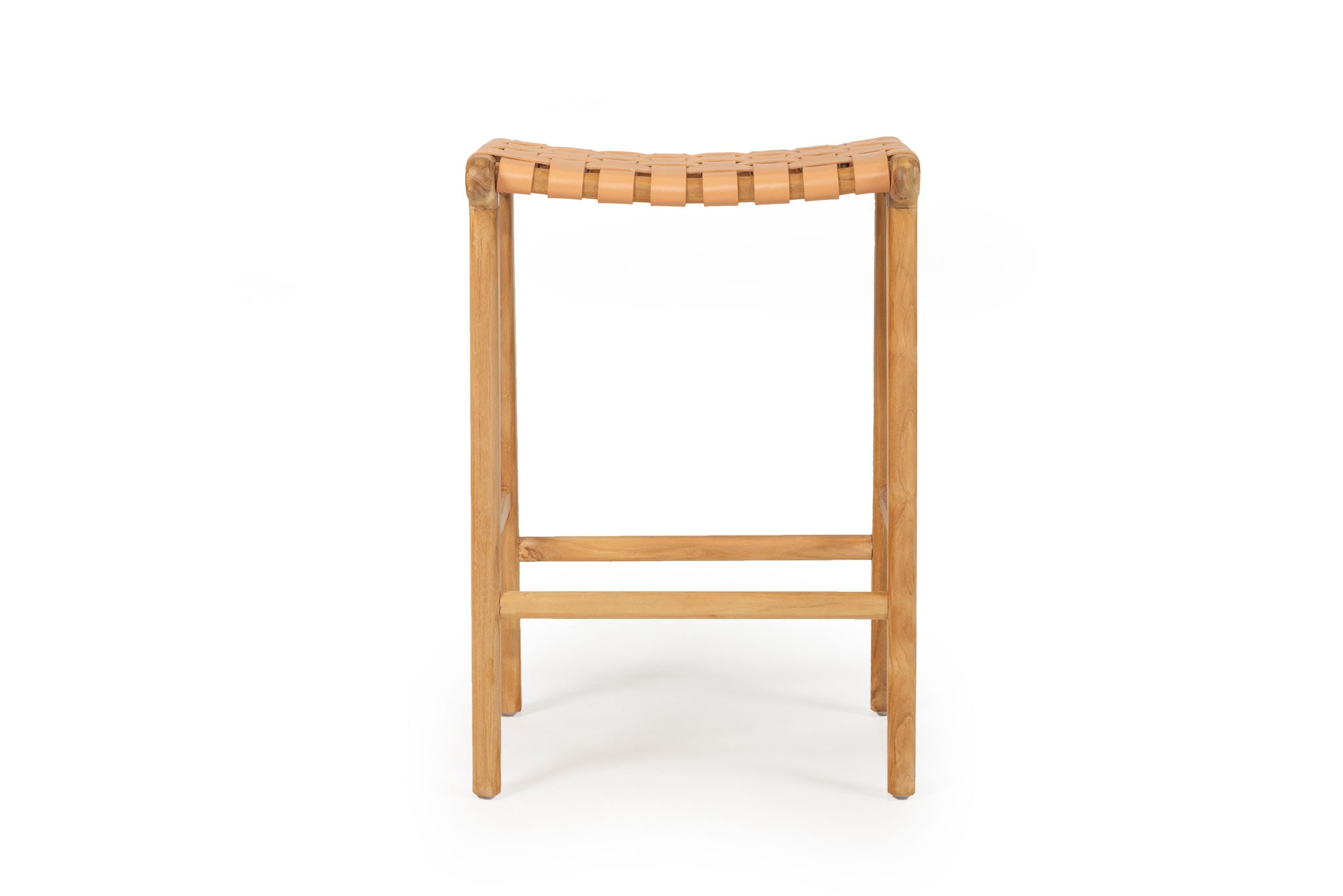 Pasadena Leather Saddle Stool - Natural Woven