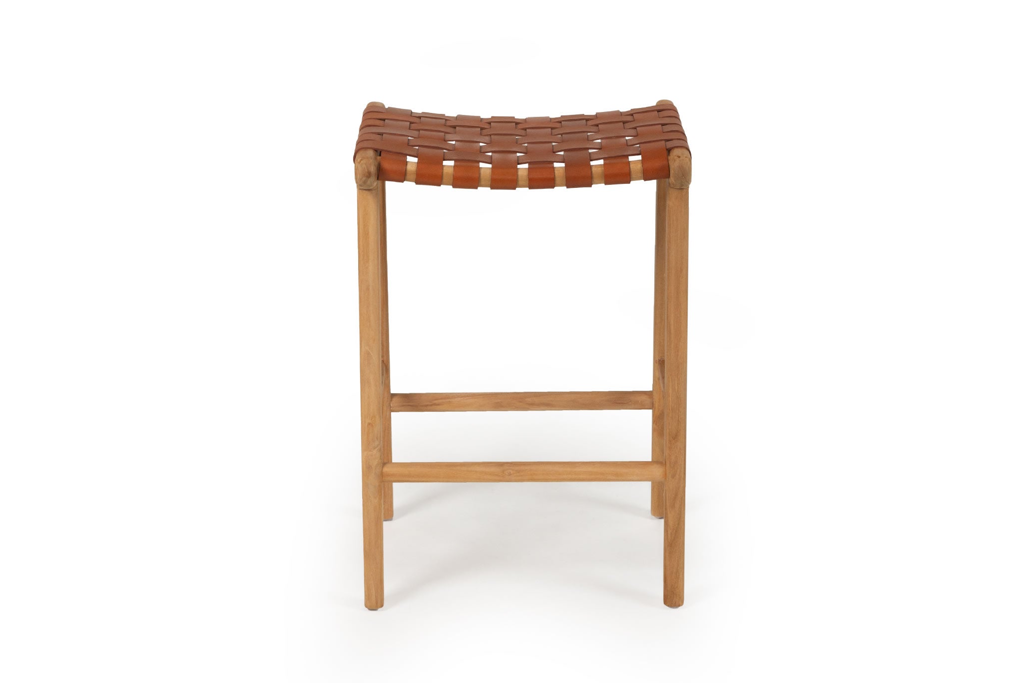 Pasadena Leather Saddle Stool - Tan Woven