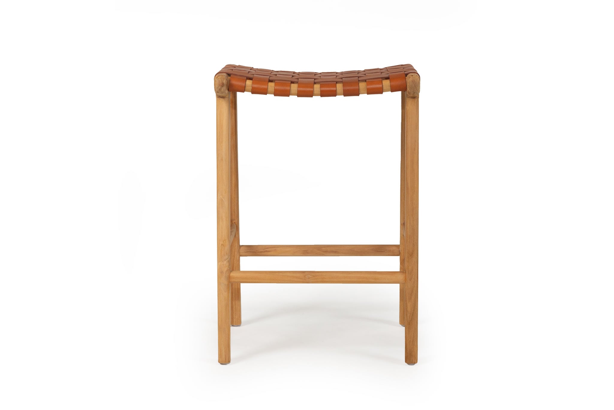 Pasadena Leather Saddle Stool - Tan Woven