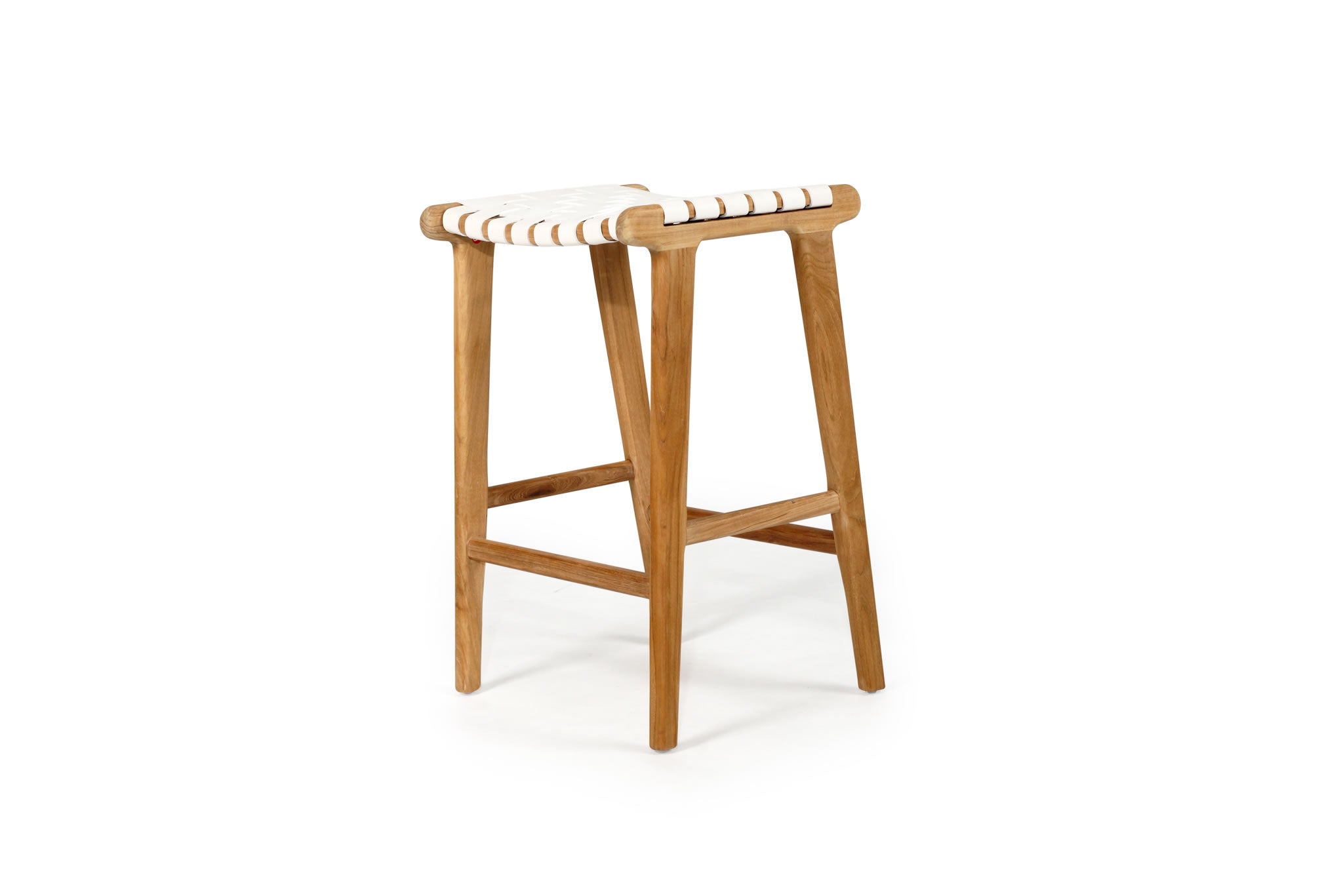Pasadena Leather Counter Stool - White Woven