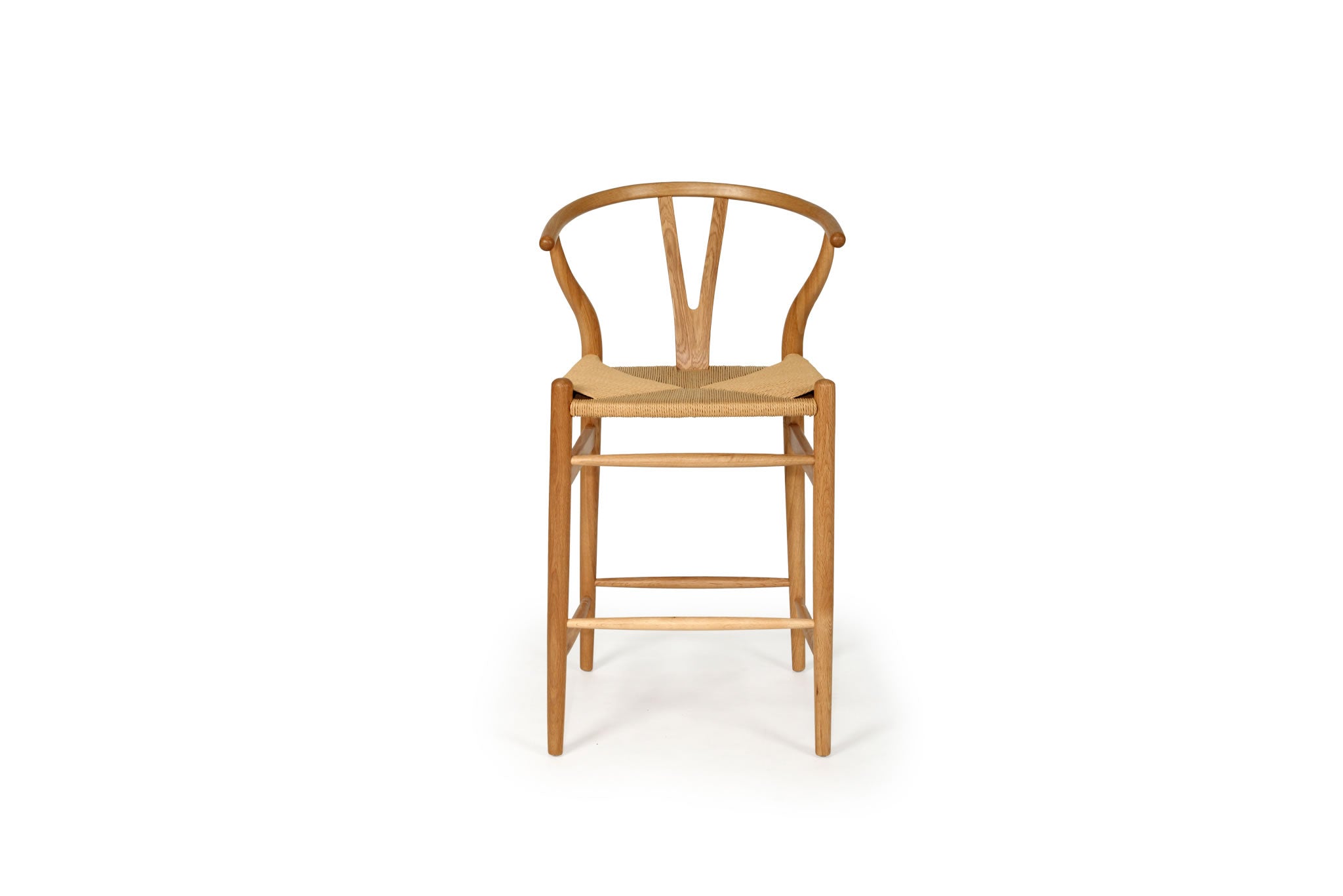 Wishbone Counter Stool - Natural Oak Tan Cord