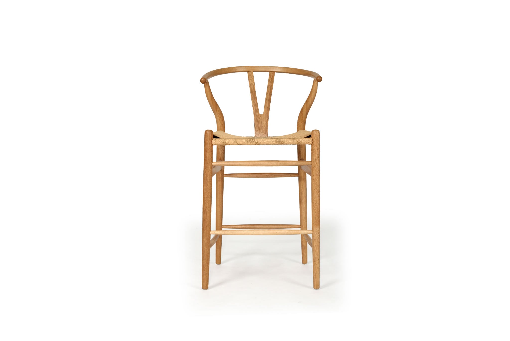 Wishbone Counter Stool - Natural Oak Tan Cord