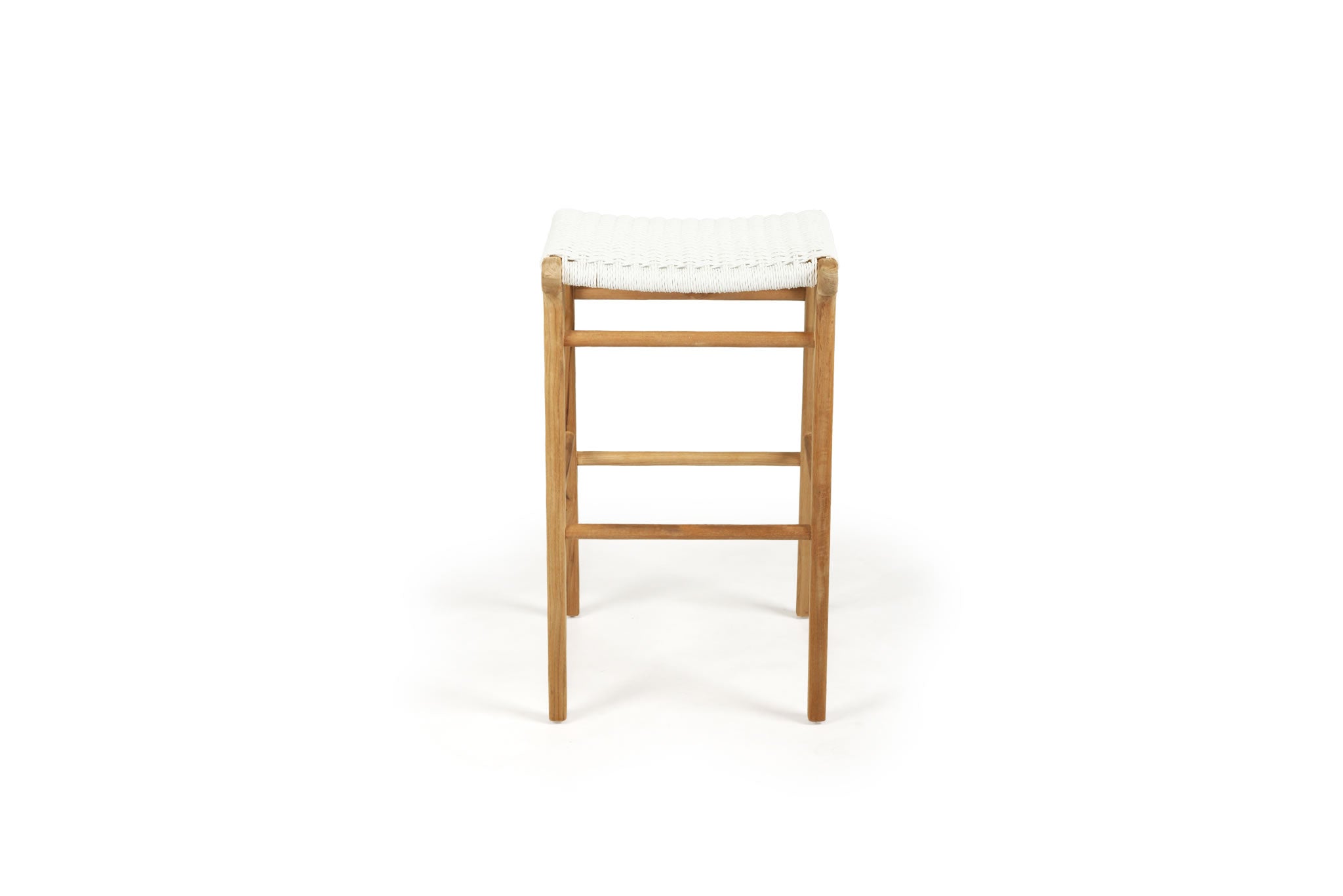 Zen Close Weave Backless Bar Stool - White