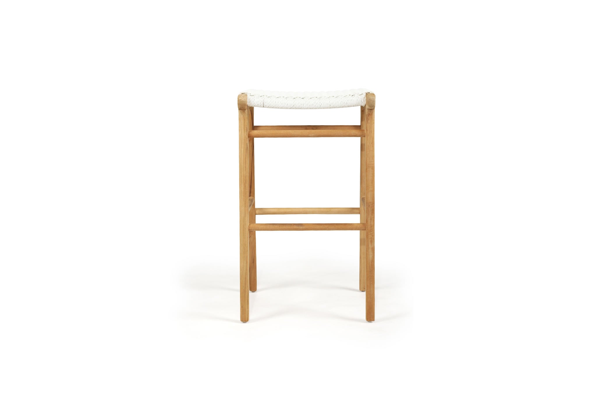 Zen Close Weave Backless Bar Stool - White