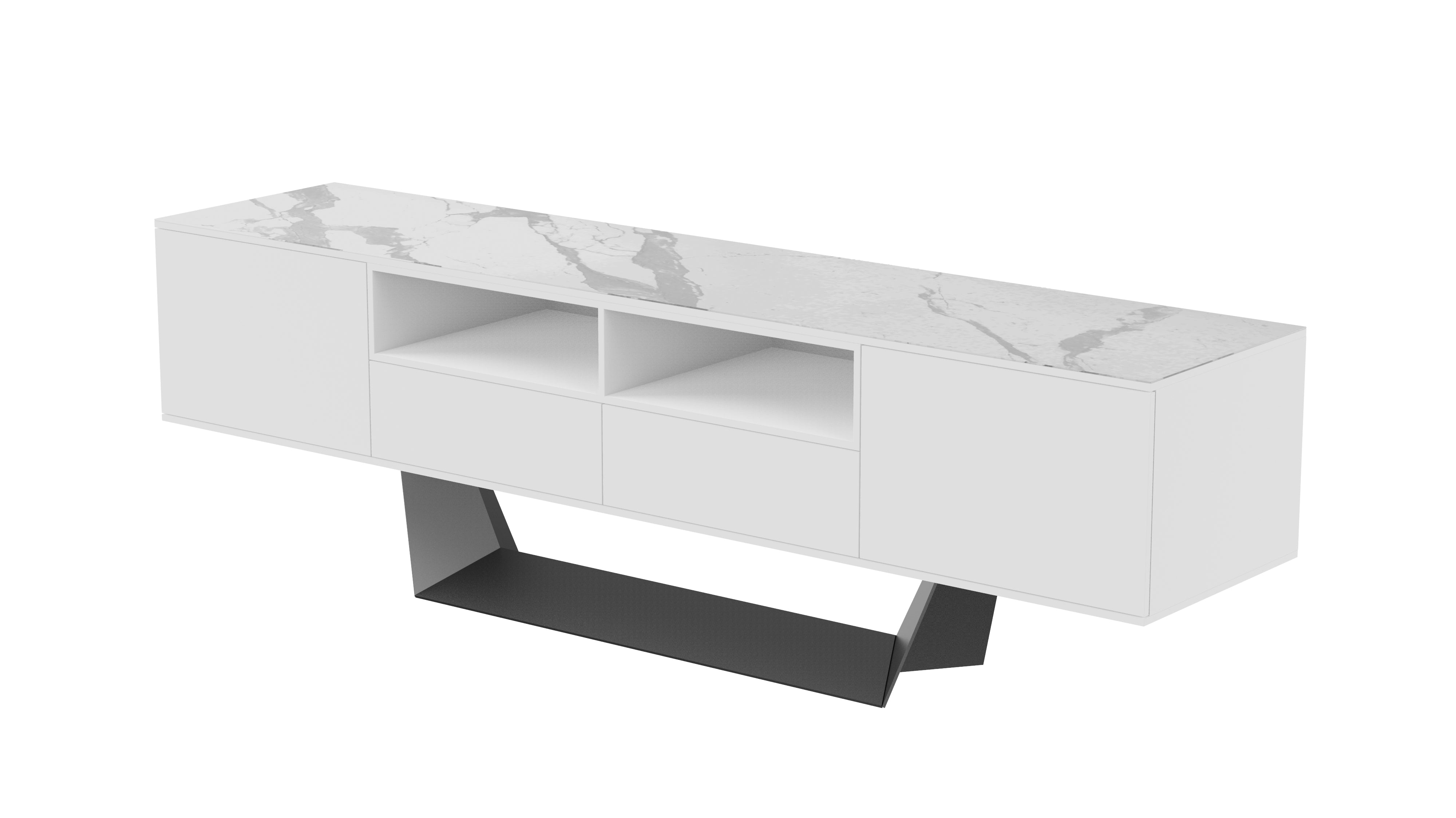 Skylar TV-Unit Marmo Ceramic / White MDF