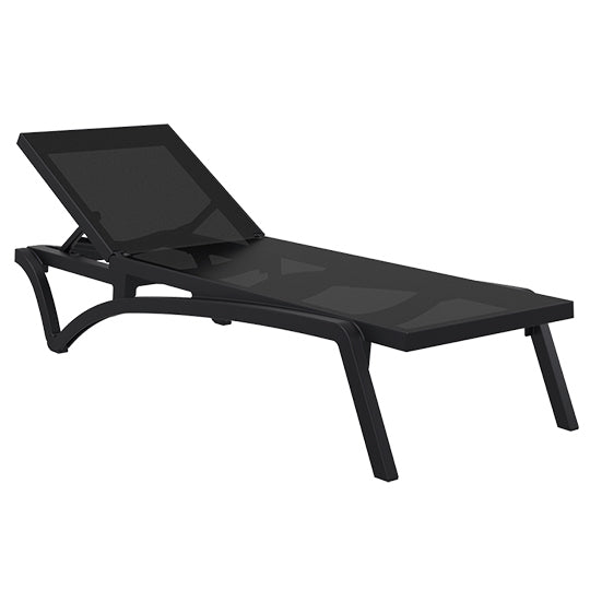3 Piece Package Slim Sun Lounger and Ocean Side Table - Black