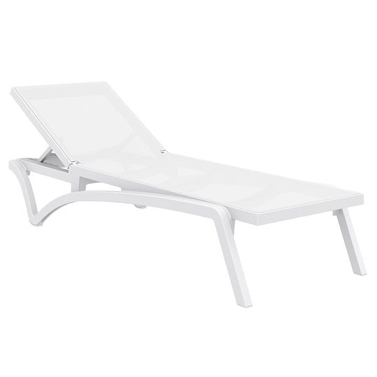 3 Piece Package Slim Sun Lounger and Ocean Side Table - White
