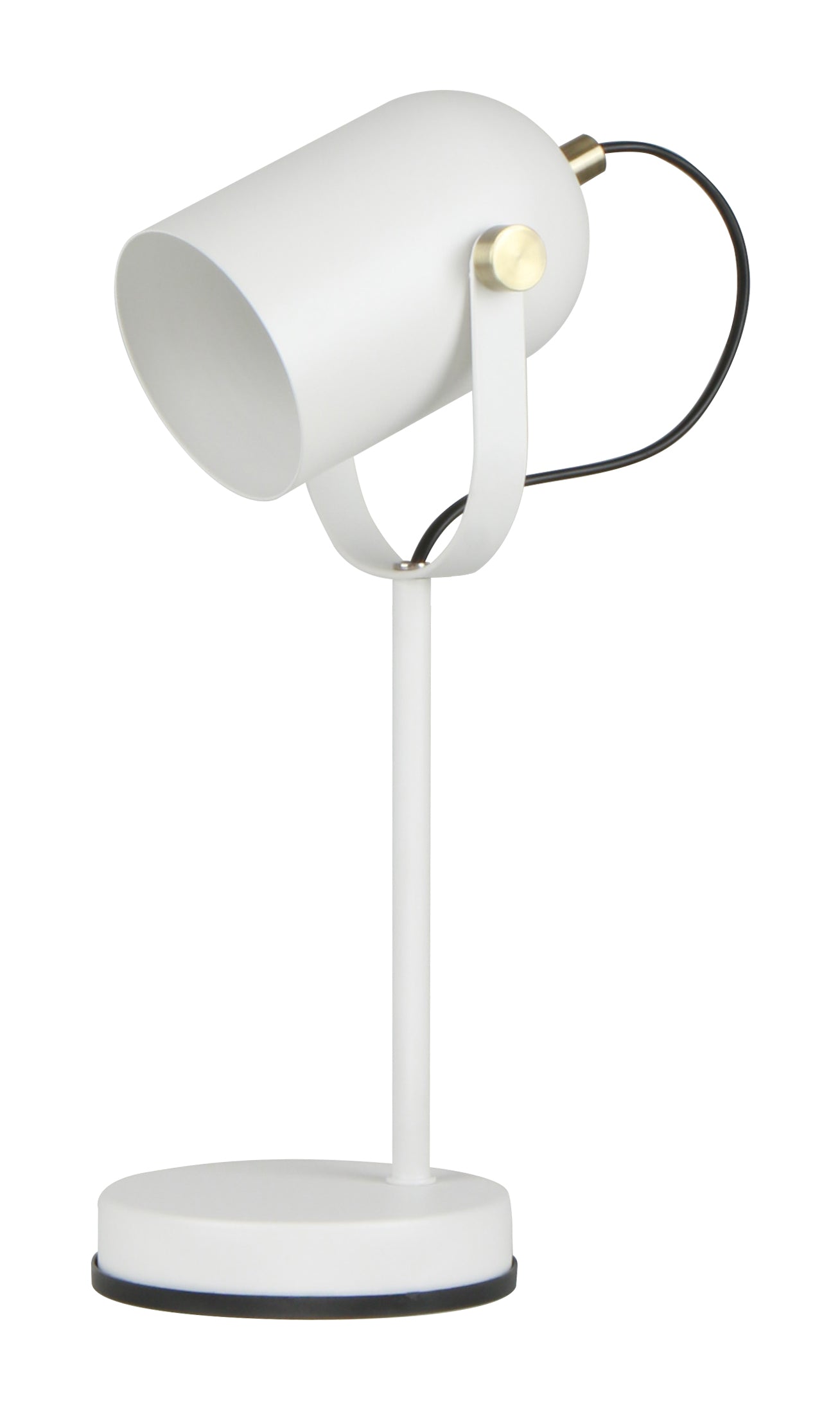 Table ES Matt White Ellipse W/Ant Brass Highlight OD 90mm (Shade) Adjustable Head