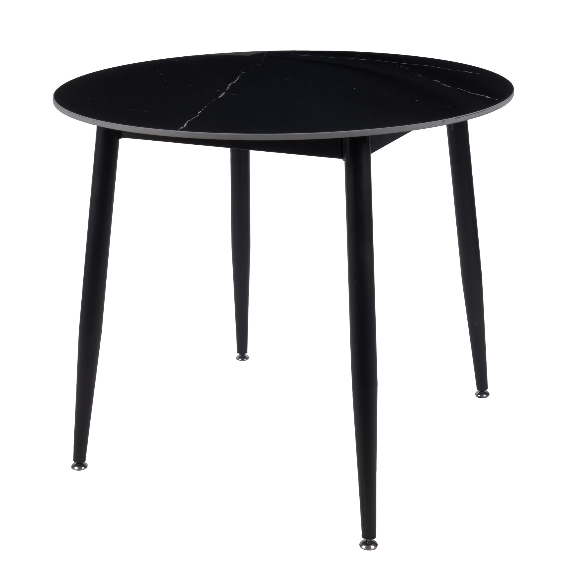 Fiore 90cm Diameter Sintered Stone Top Dining Table - Black Marble