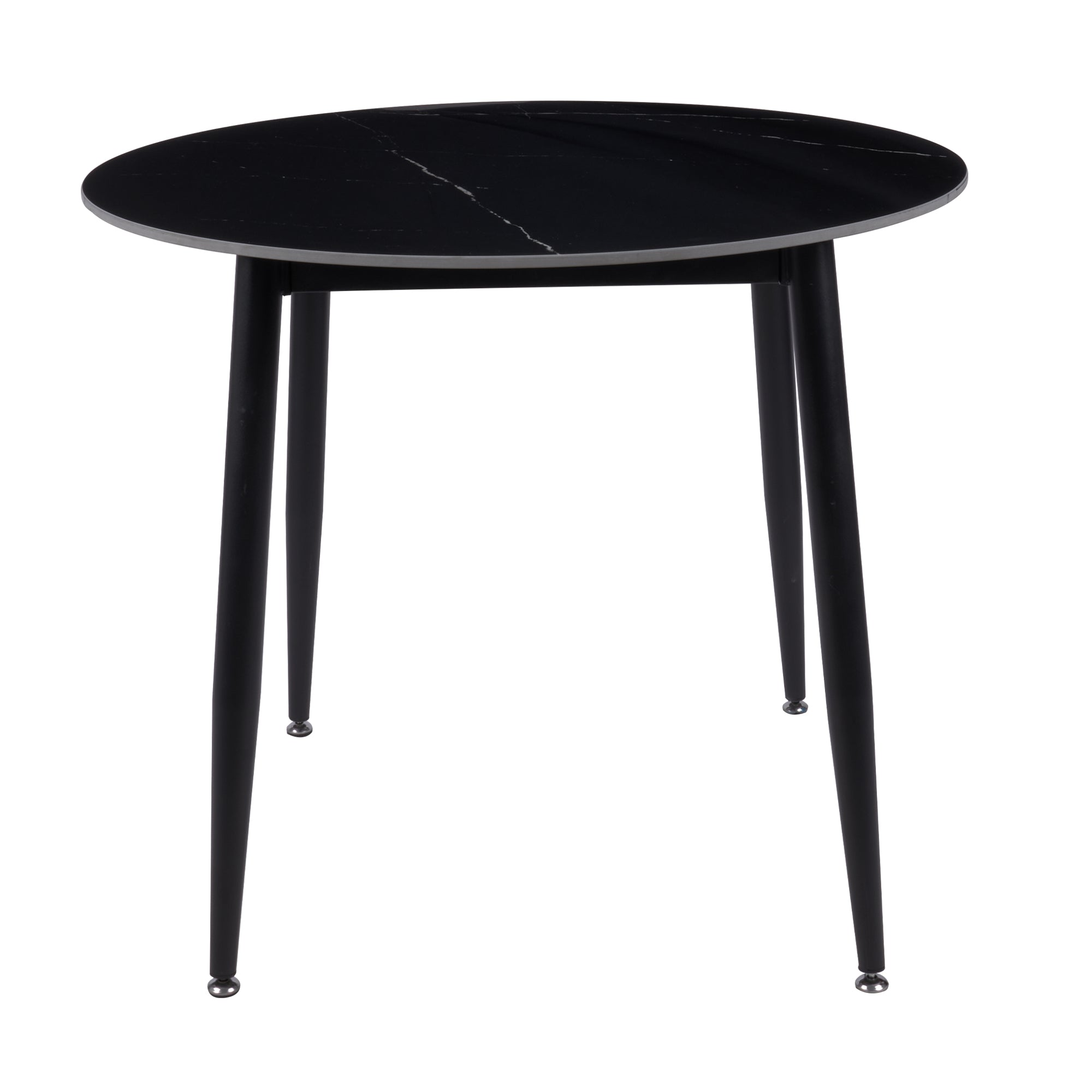 Fiore 90cm Diameter Sintered Stone Top Dining Table - Black Marble