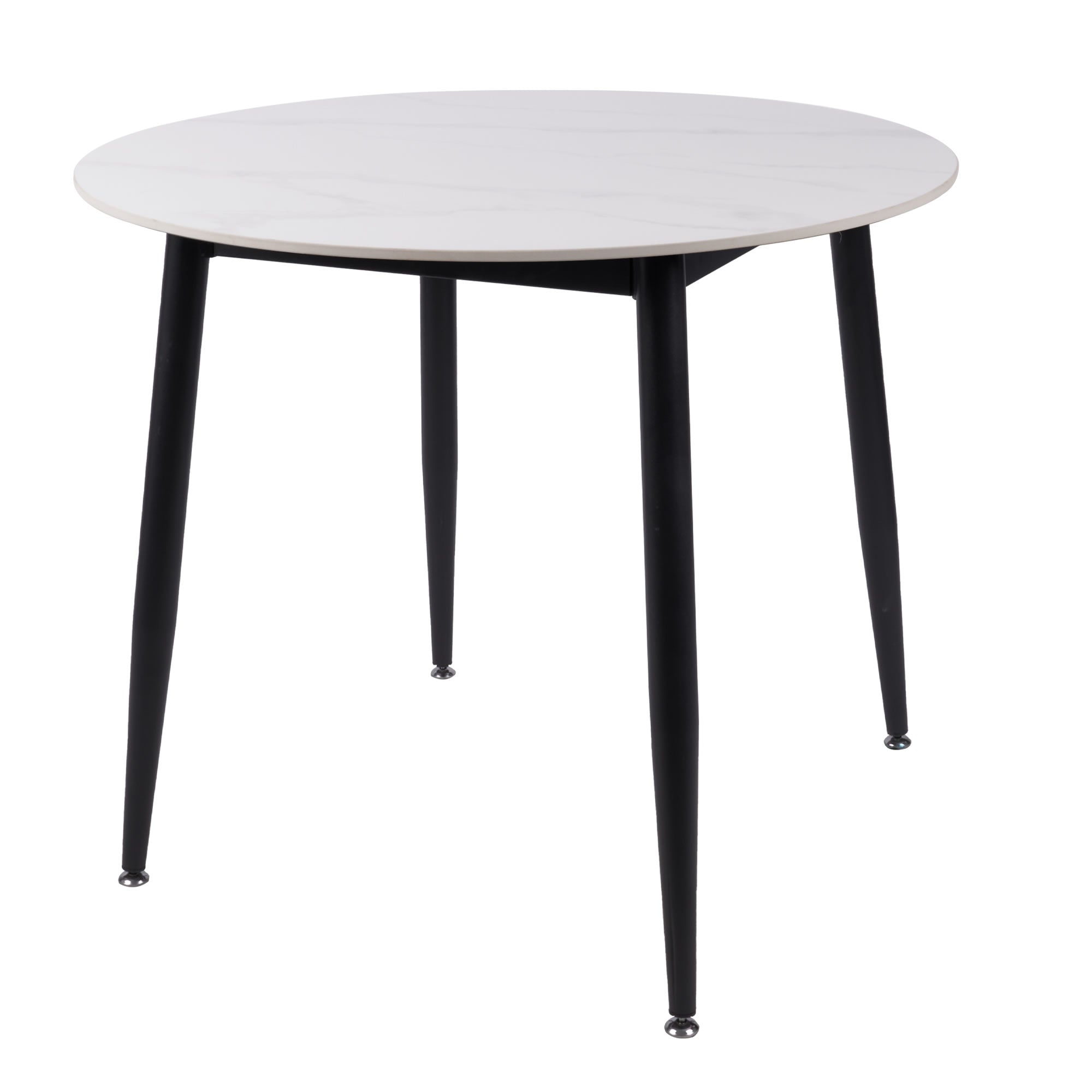 Fiore 90cm Diameter Sintered Stone Top Dining Table - White Marble