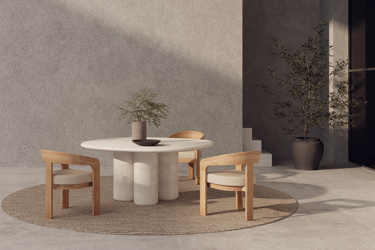 Terra Outdoor Organic Round Dining Table - Off White