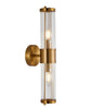 Wall Int S/M 2 X SES Up/Dn 2 X Tubular Clear Glass W/ Antique Brass Base