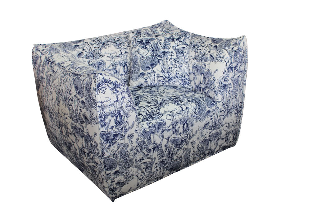 Tolbert Chair - Blue and White Forest Tolbert Print Velvet