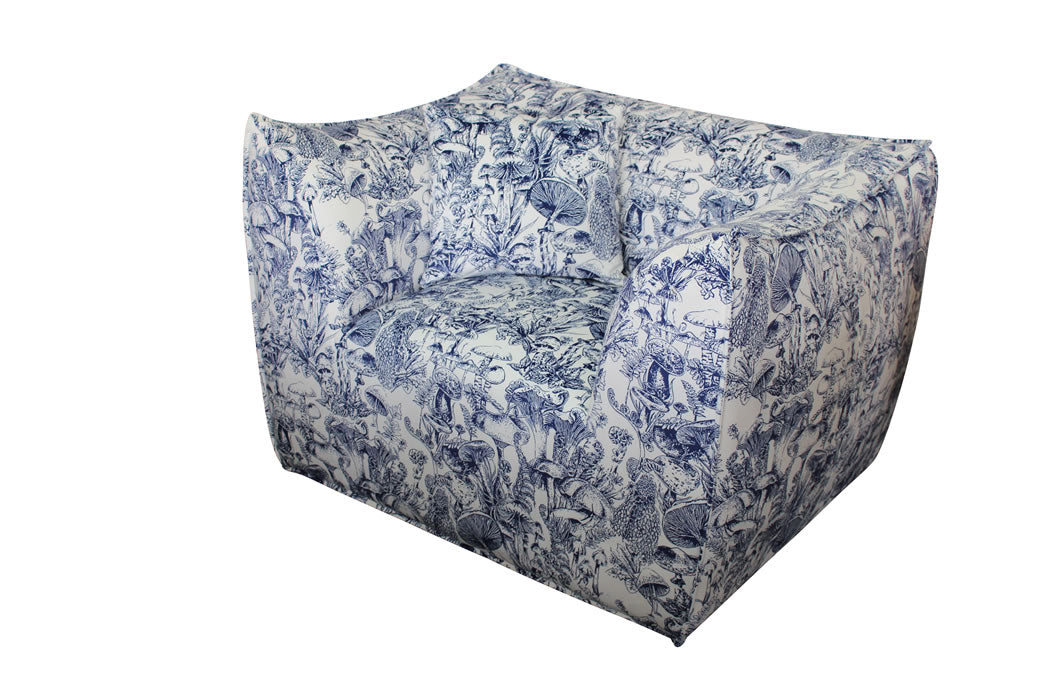 Tolbert Chair - Blue and White Forest Tolbert Print Velvet