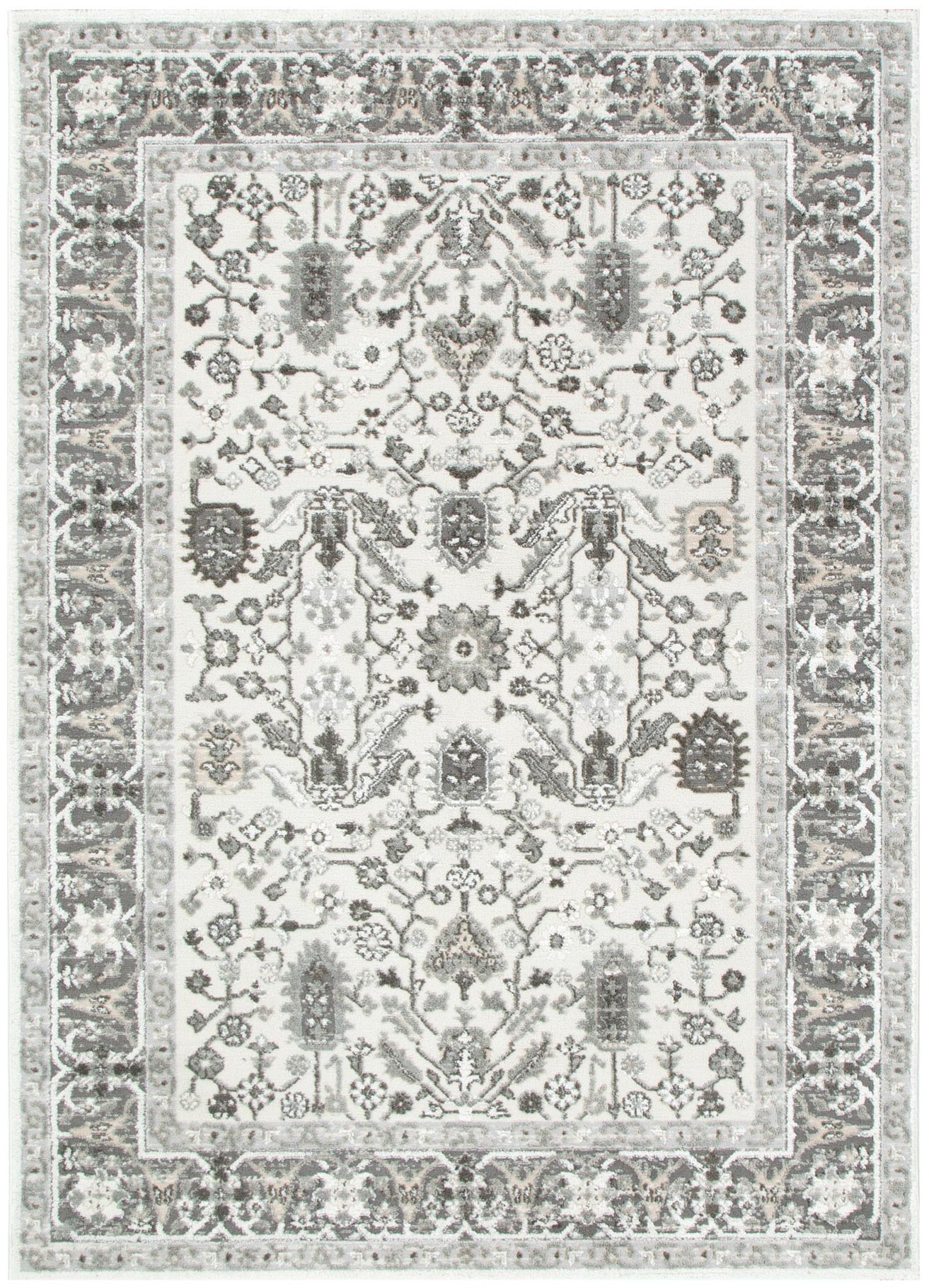Sieva Oriental Border Grey Rug