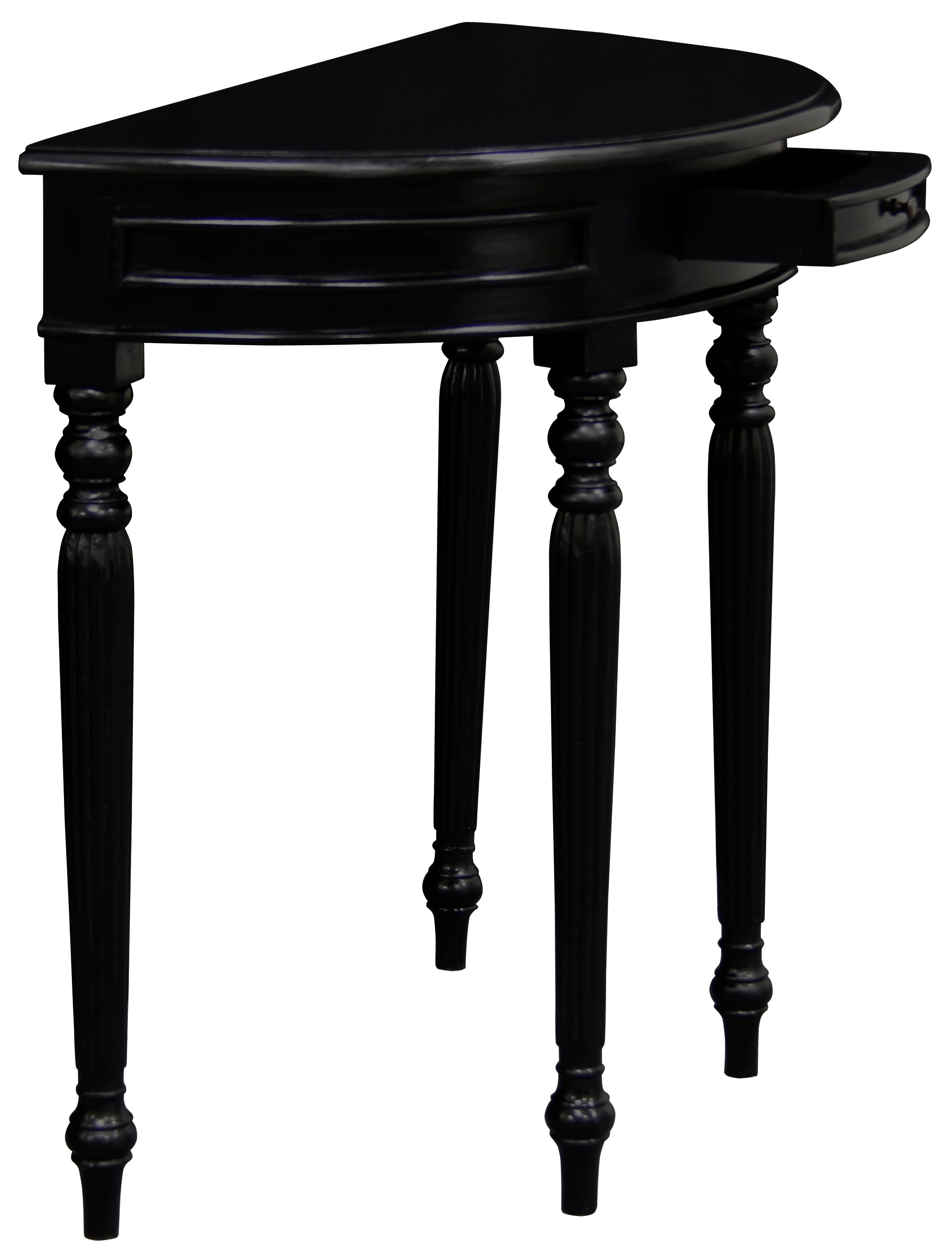 Turn Leg Half Round Sofa Table - Black
