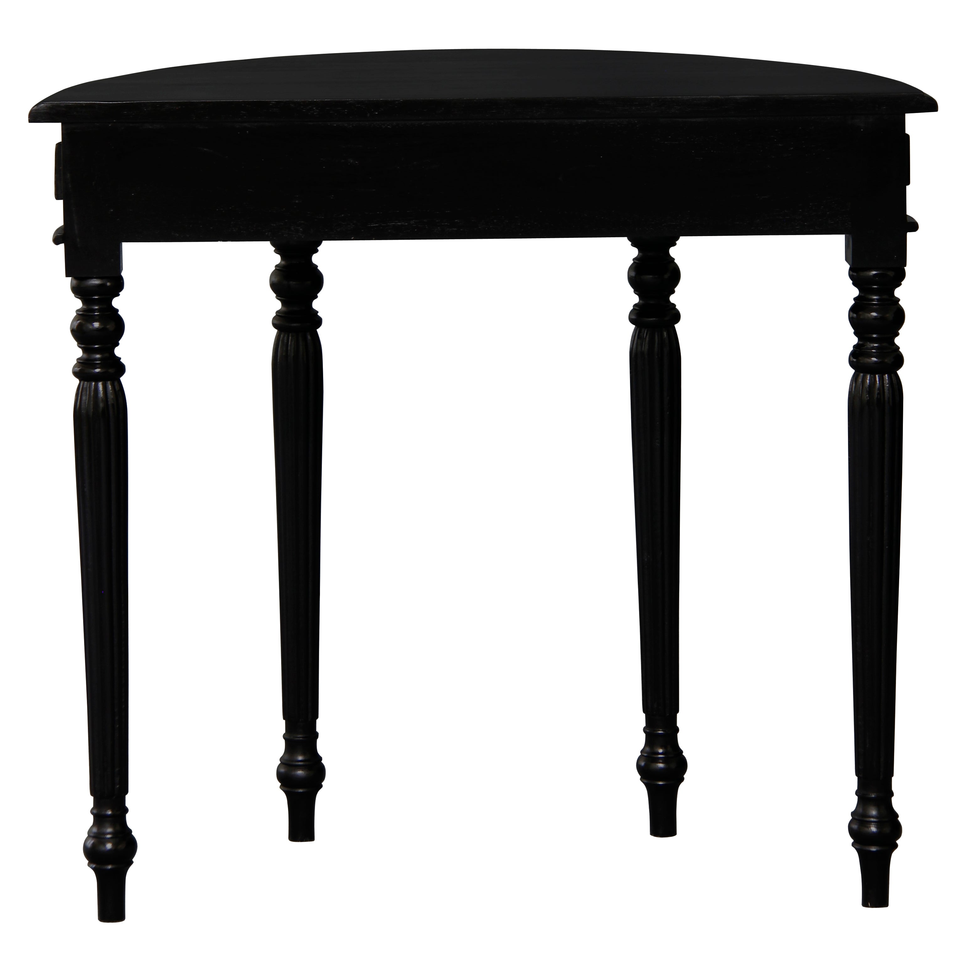 Turn Leg Half Round Sofa Table - Black