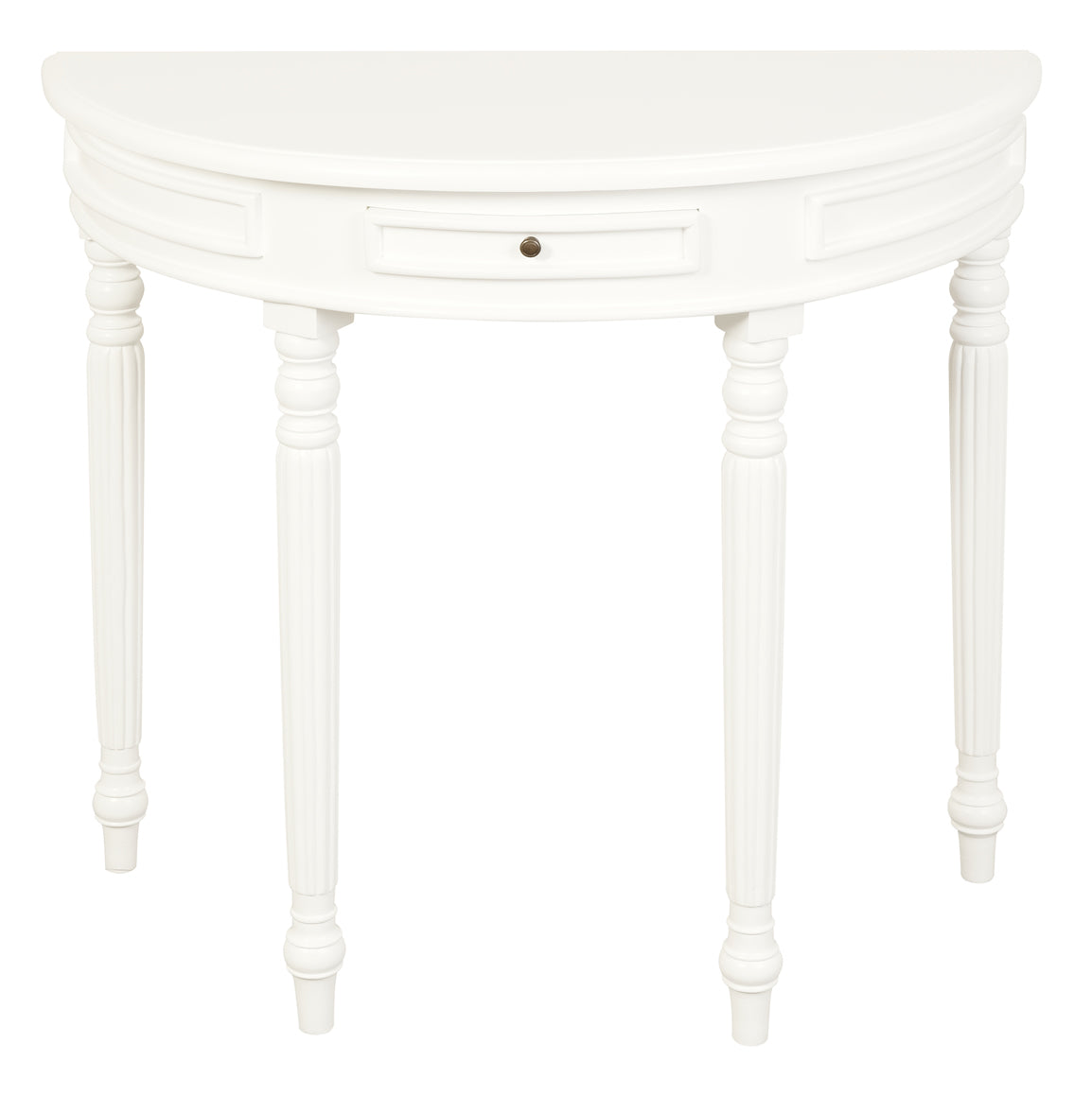 Turn Leg Half Round Sofa Table - White
