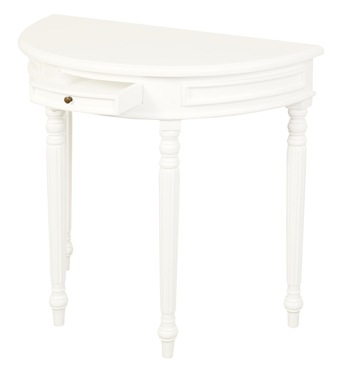 Turn Leg Half Round Sofa Table - White