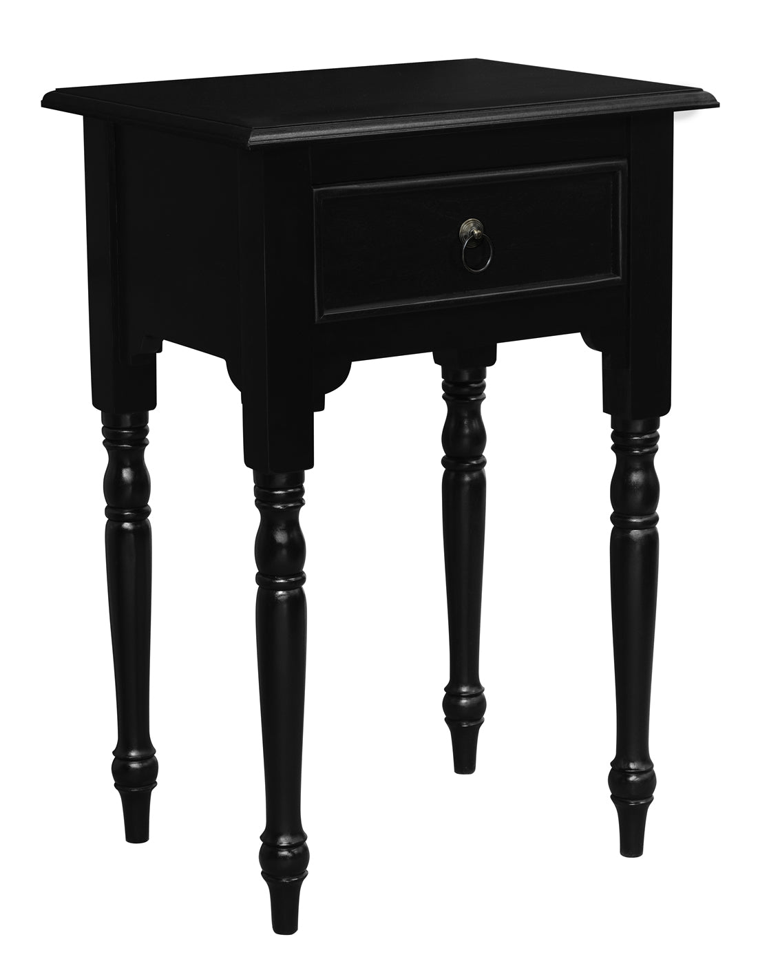 Huntely 1-Drawer Turn Leg Side Table - Black