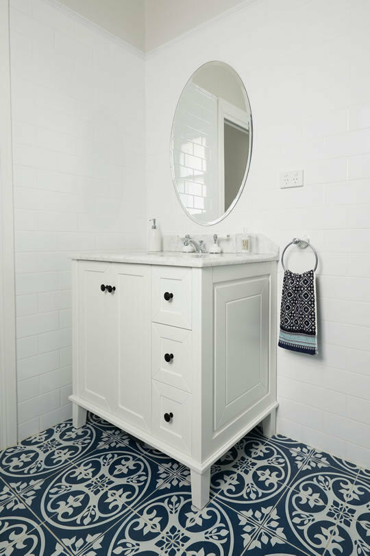 Coventry 90x55 White Vanity with Marble Top & Under Counter Basin - 1TH