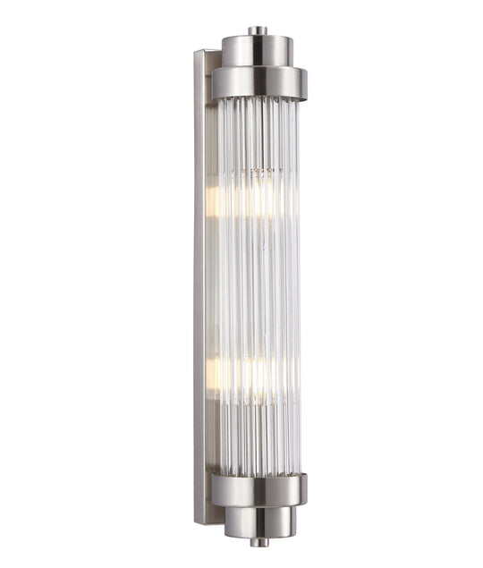 Wall Int S/M 2 X SES Up/Dn Clear Glass ROD W/ Satin Chrome Base