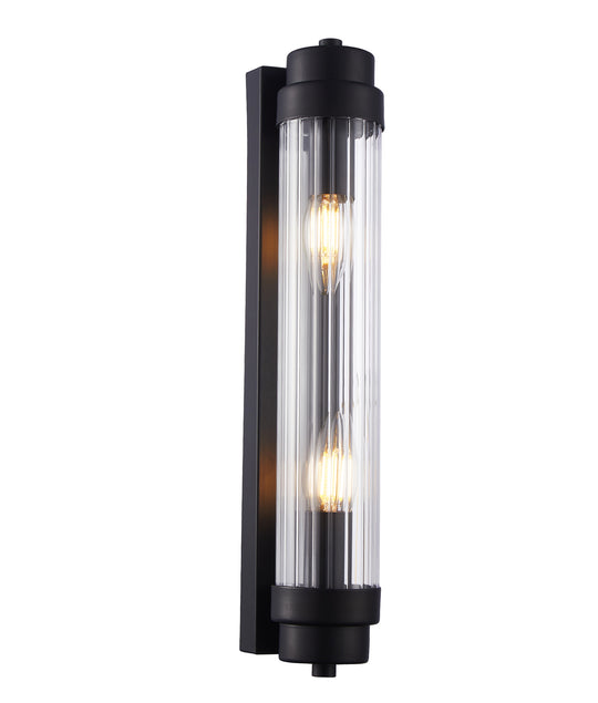 Wall Int S/M 2 X SES Up/Dn Clear Glass ROD W/ Black Base