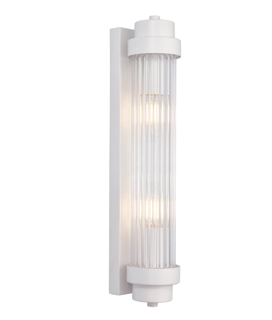 Wall Int S/M 2 X SES Up/Dn Clear Glass ROD W/ White Base